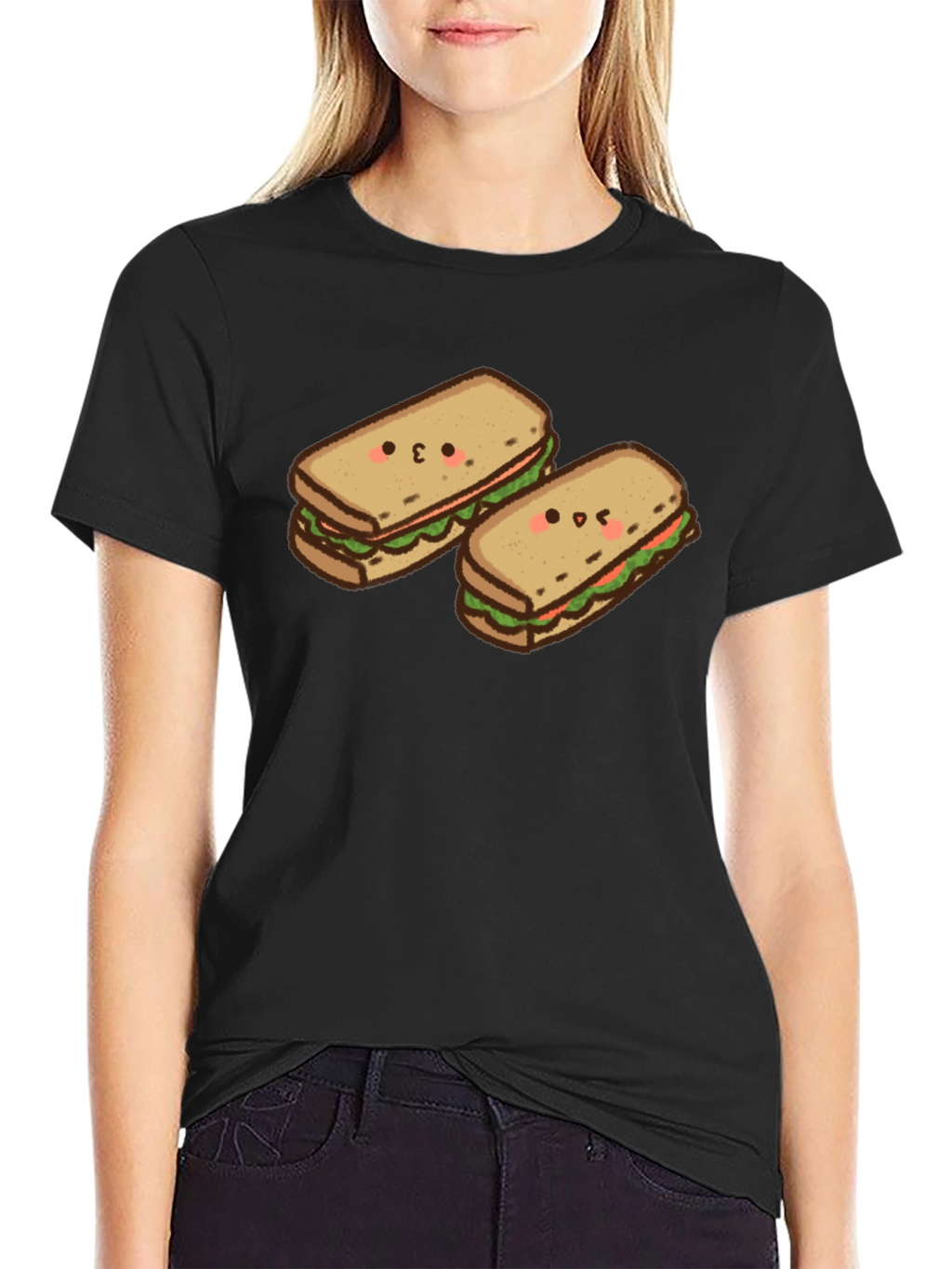 Kawaii Sandwich T-Shirt - Black Cotton Tee