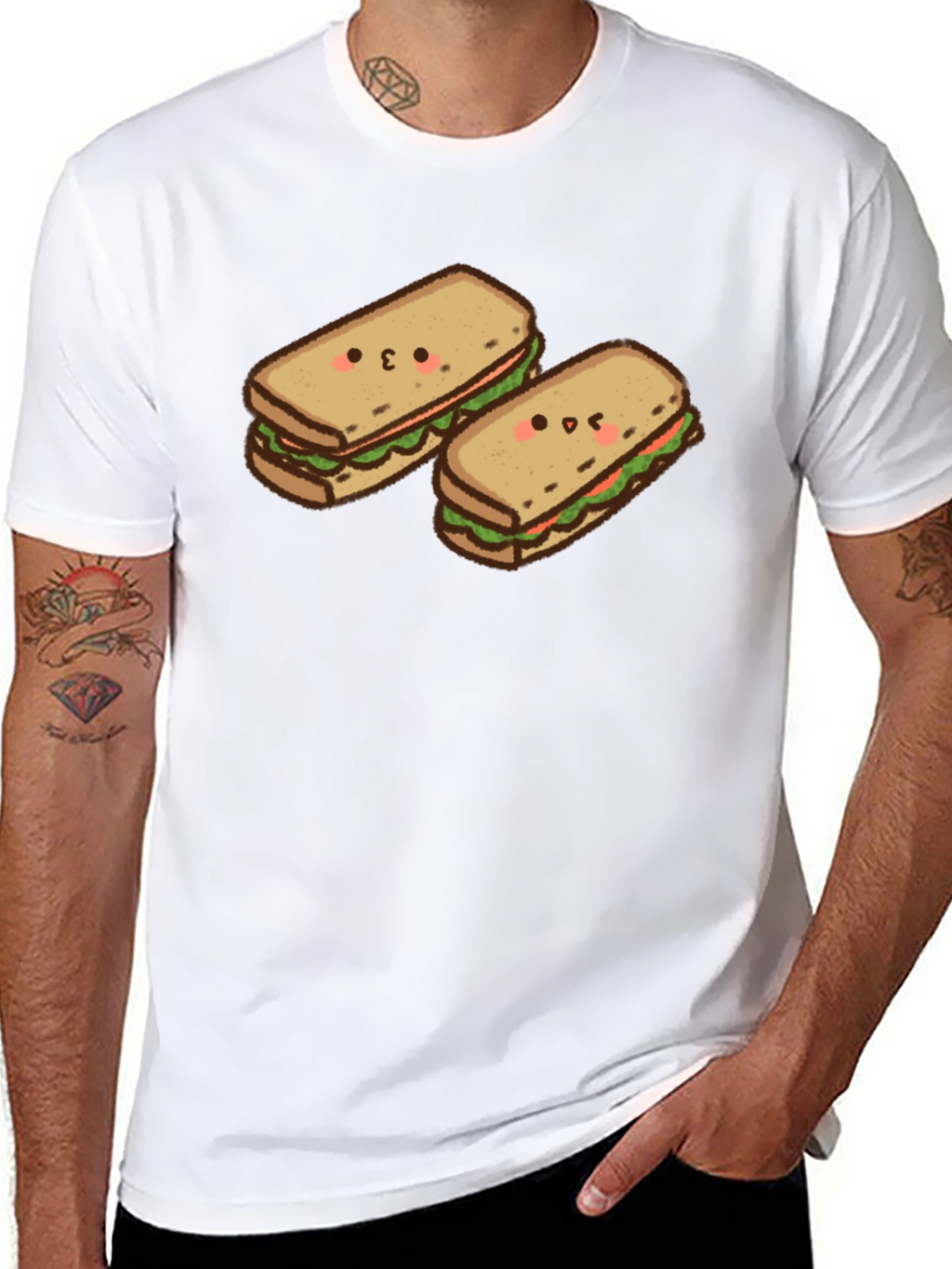 Kawaii Sandwich T-Shirt - Black Cotton Tee
