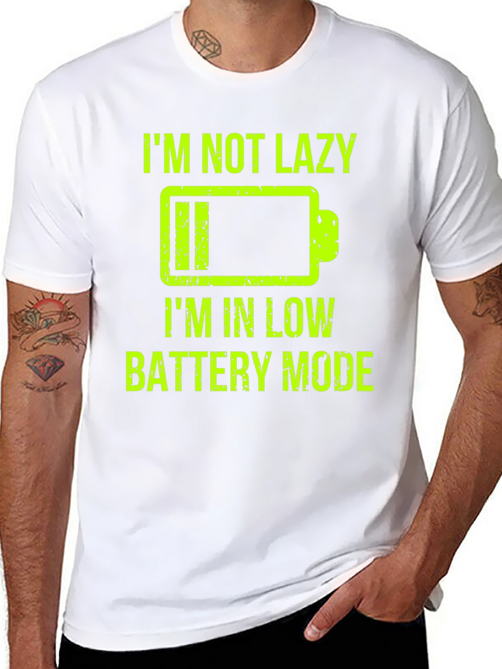 Im Not Lazy Low Battery Mode Funny Graphic T-Shirt