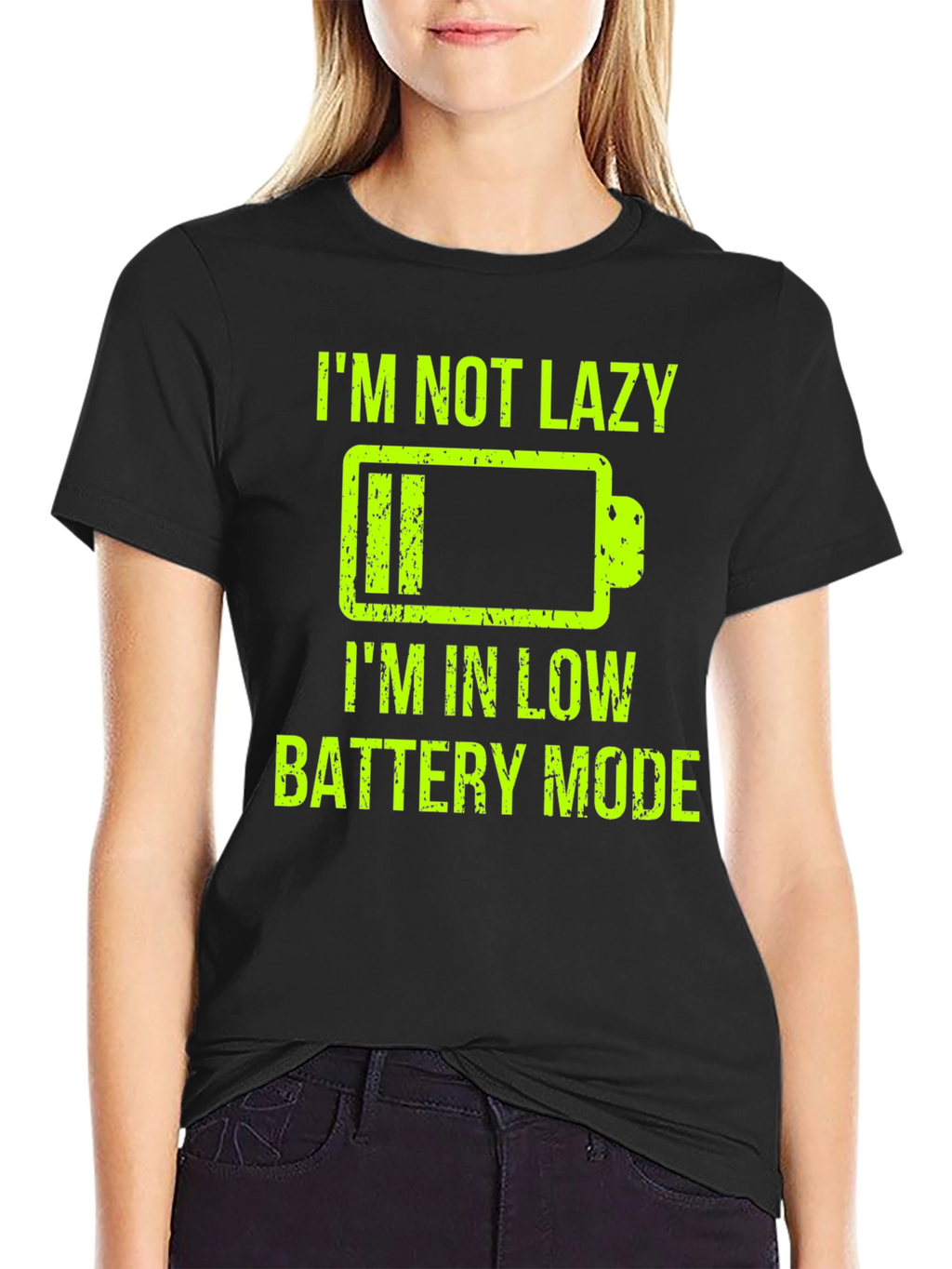 Im Not Lazy Low Battery Mode Funny Graphic T-Shirt