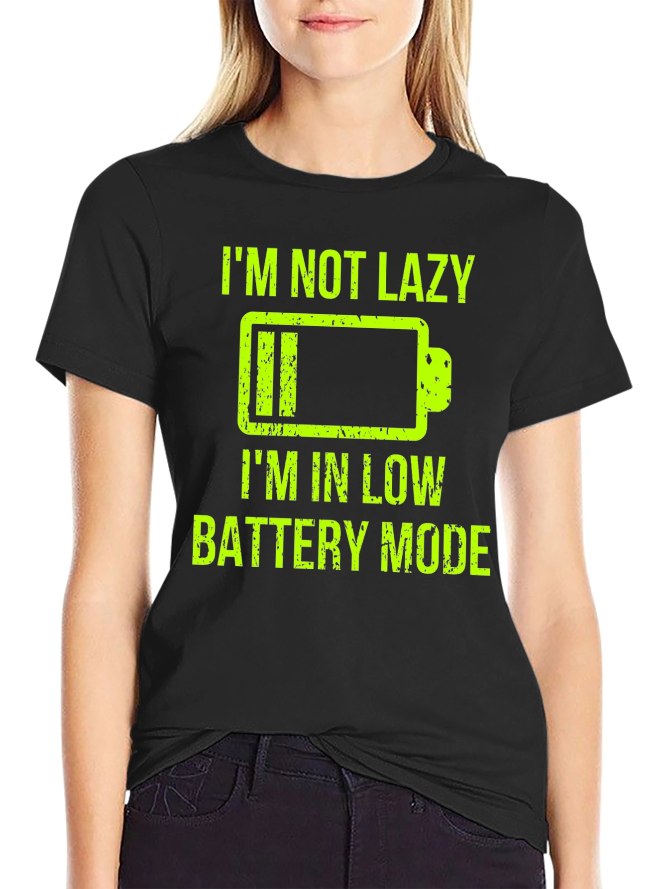 Im Not Lazy Low Battery Mode Funny Graphic T-Shirt