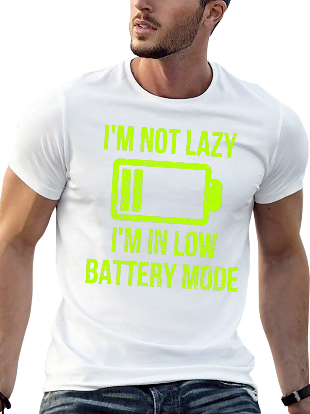 Im Not Lazy Low Battery Mode Funny Graphic T-Shirt