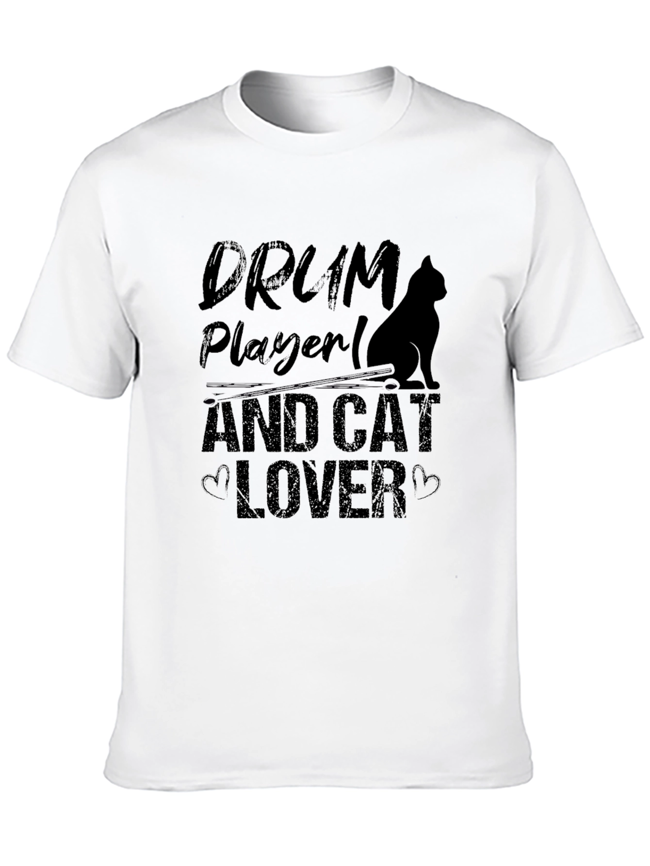 Drum Player & Cat Lover Black Graphic Tee