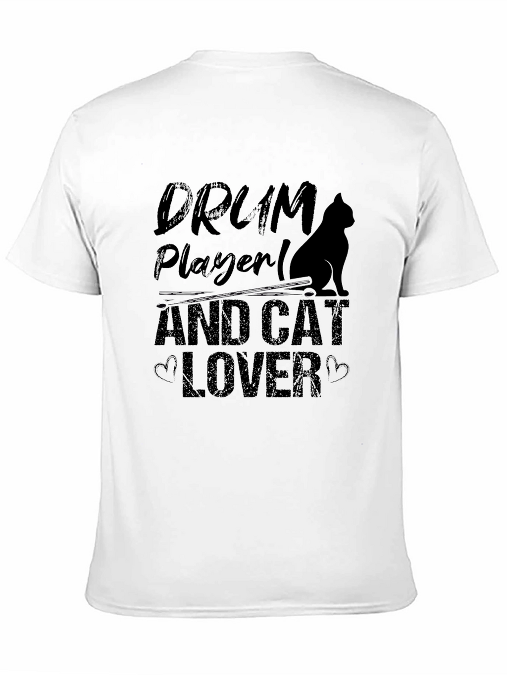 Drum Player & Cat Lover Black Graphic Tee
