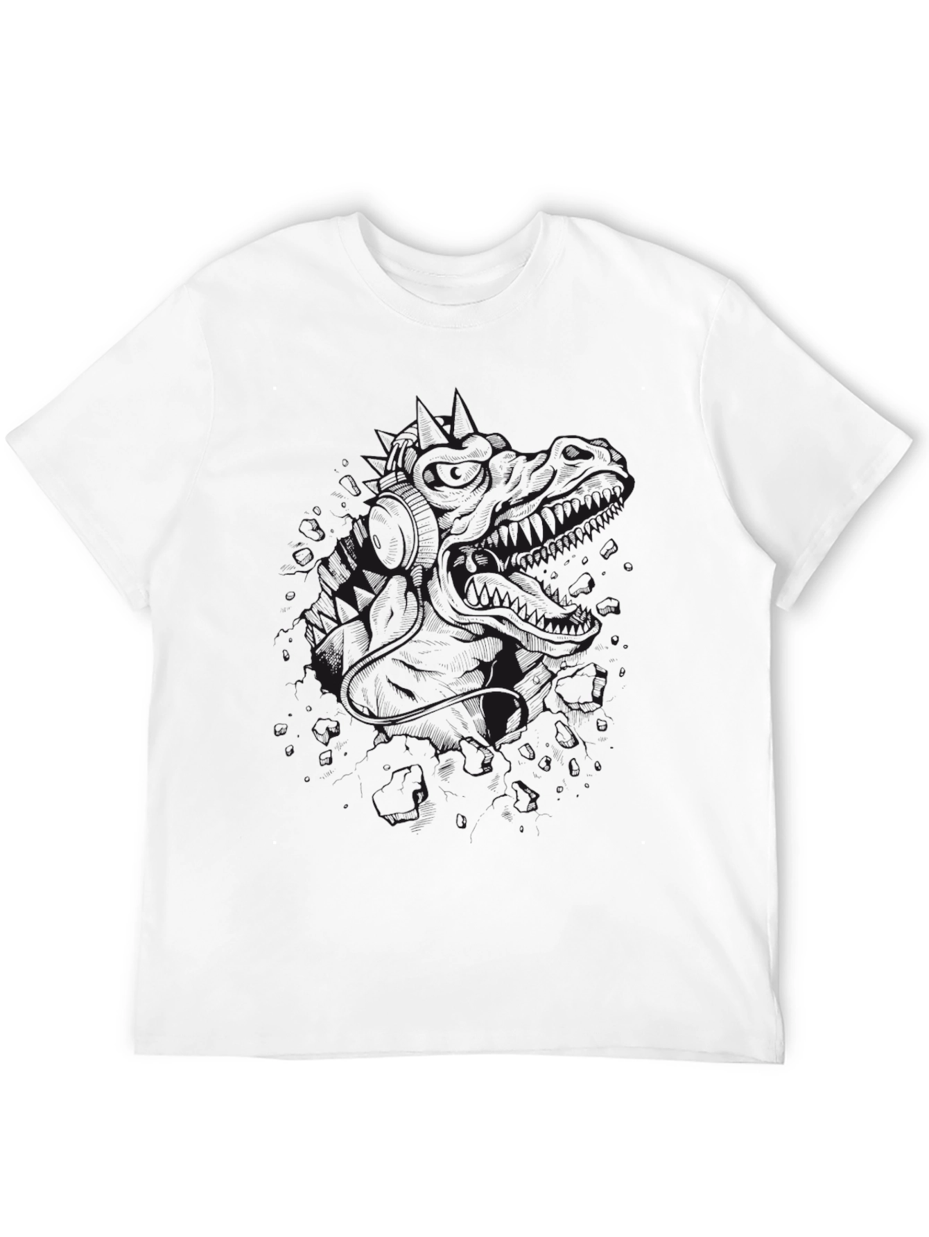 Mens Black Graphic Tee - Dinosaur Design