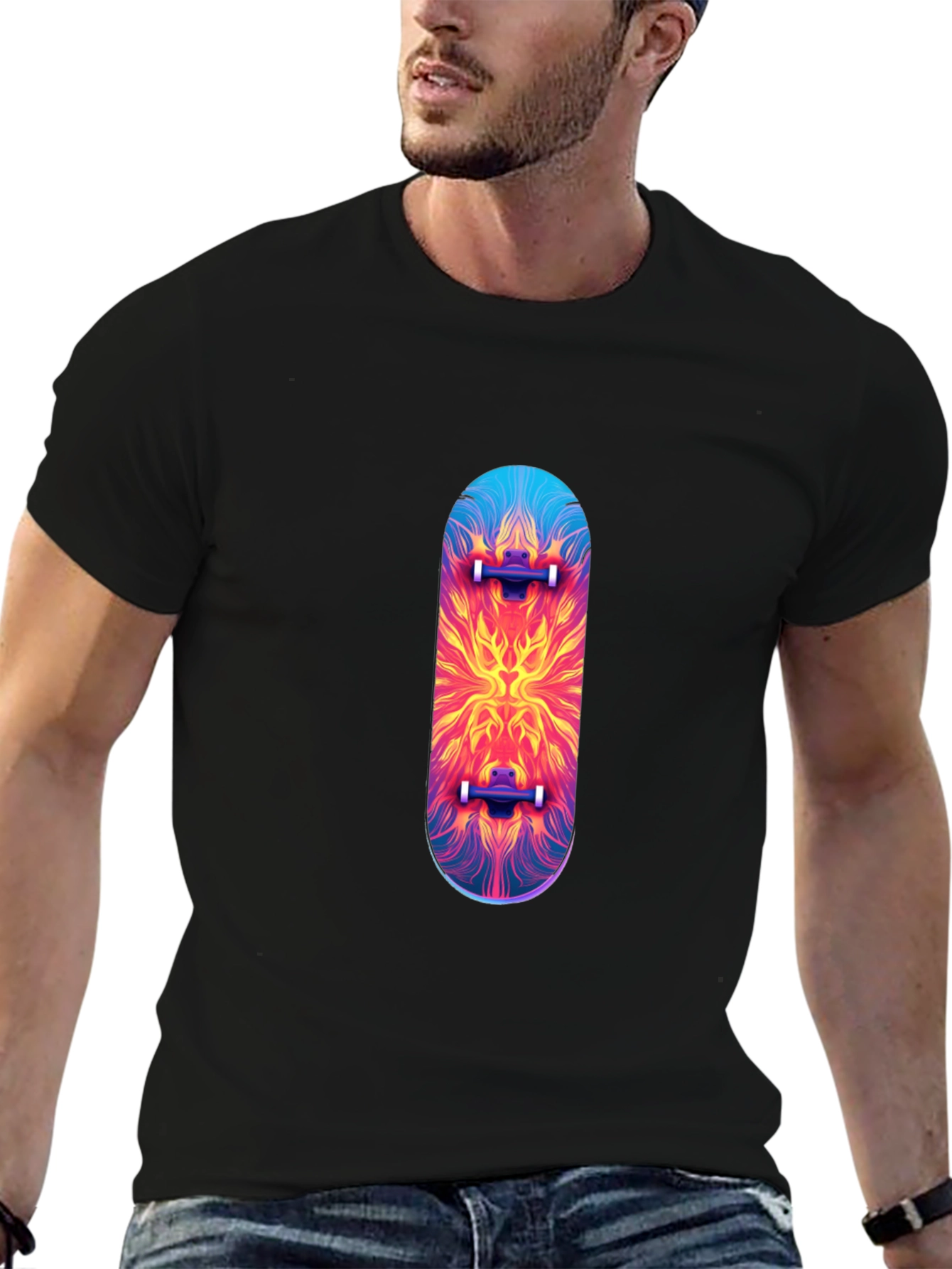 Skateboard Graphic T-Shirt - Black