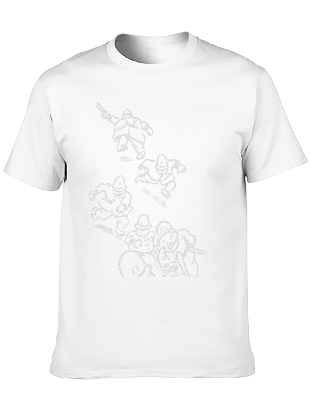 Cartoon Police Print Black T-Shirt