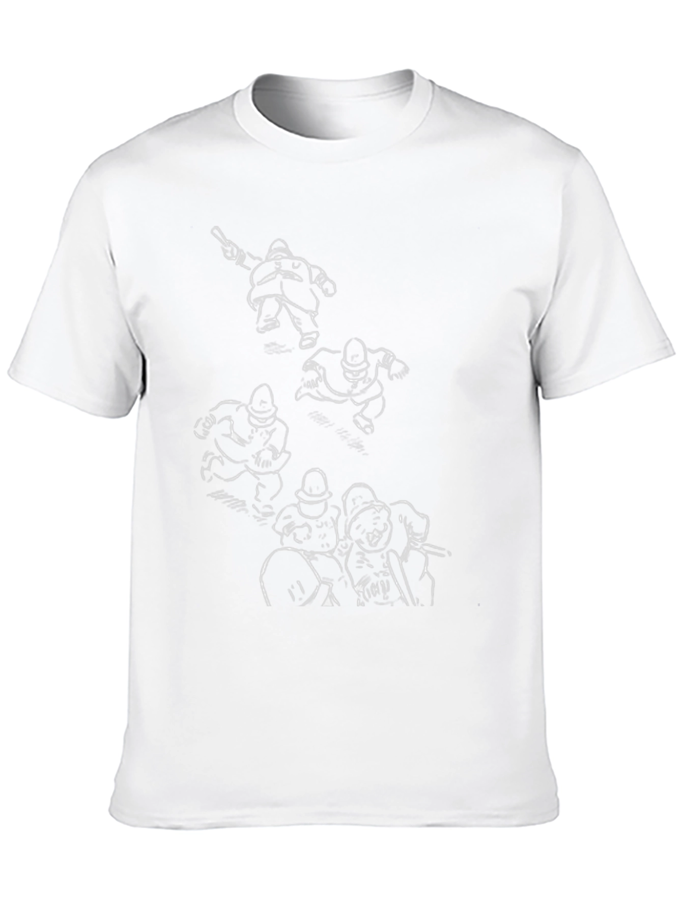 Cartoon Police Print Black T-Shirt