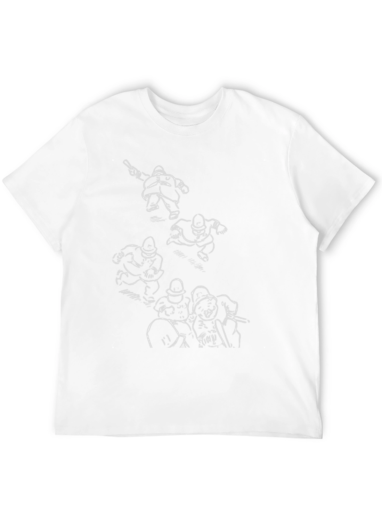 Cartoon Police Print Black T-Shirt