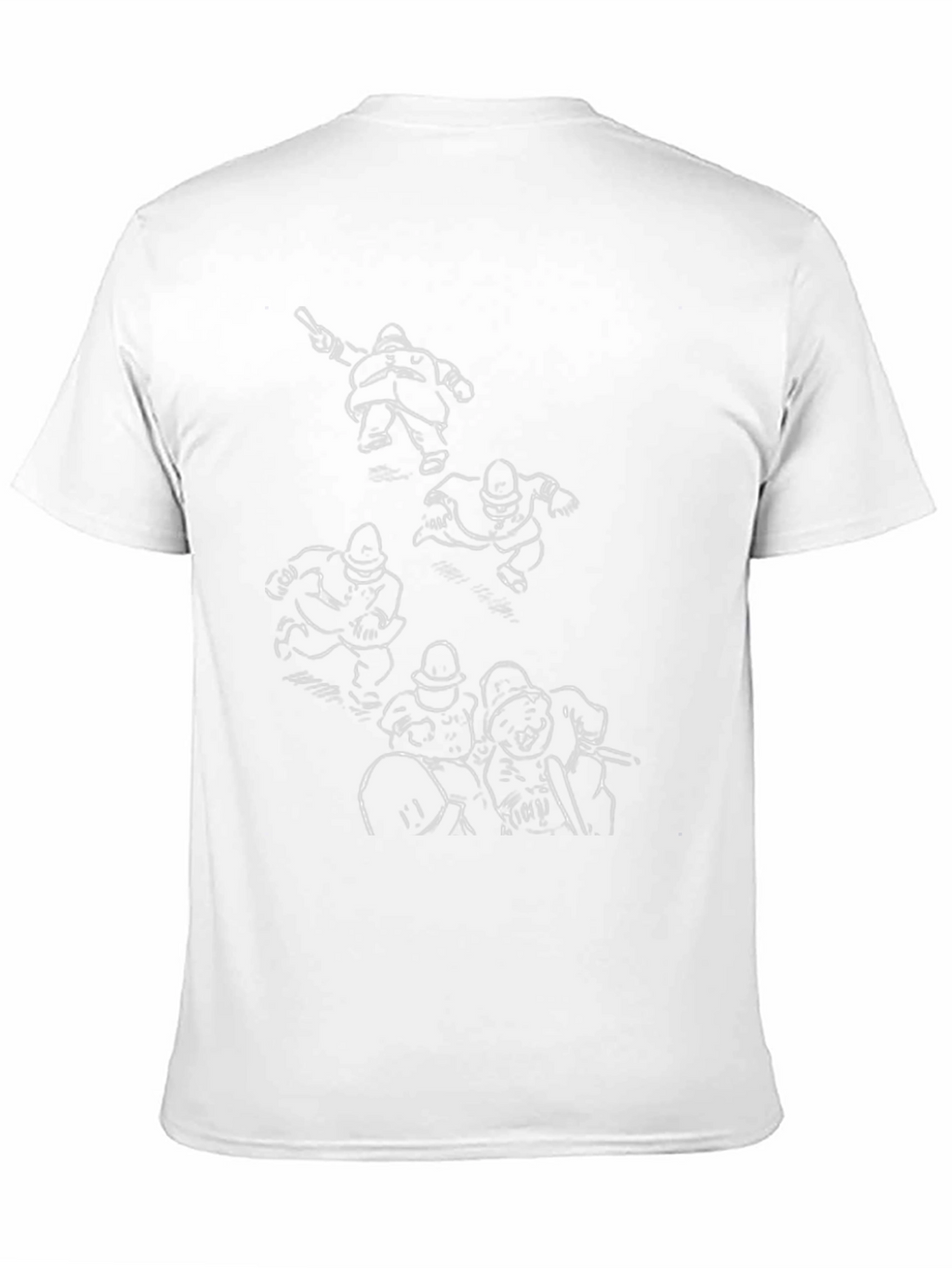 Cartoon Police Print Black T-Shirt