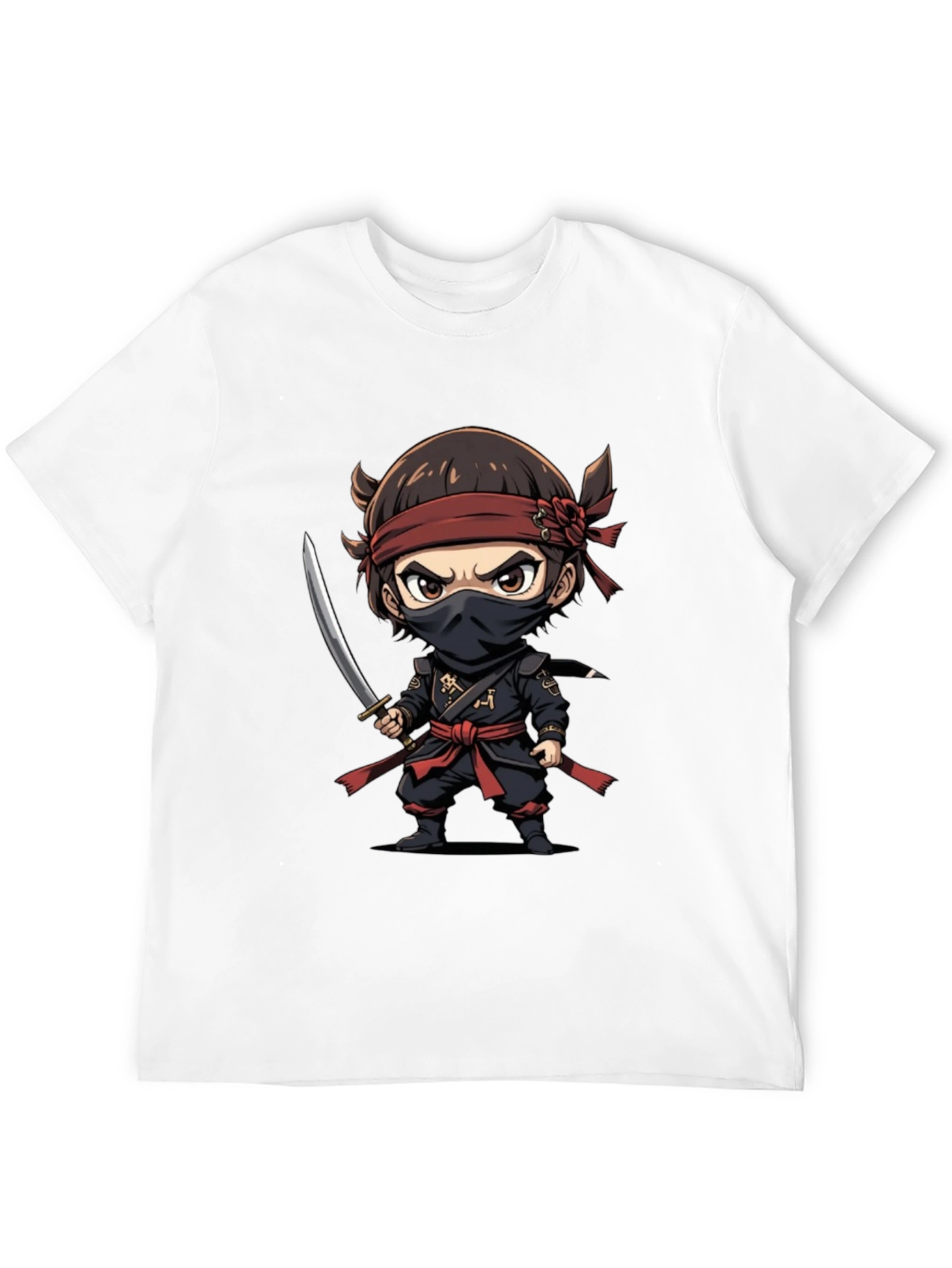 Ninja Cartoon Graphic T-Shirt - Black