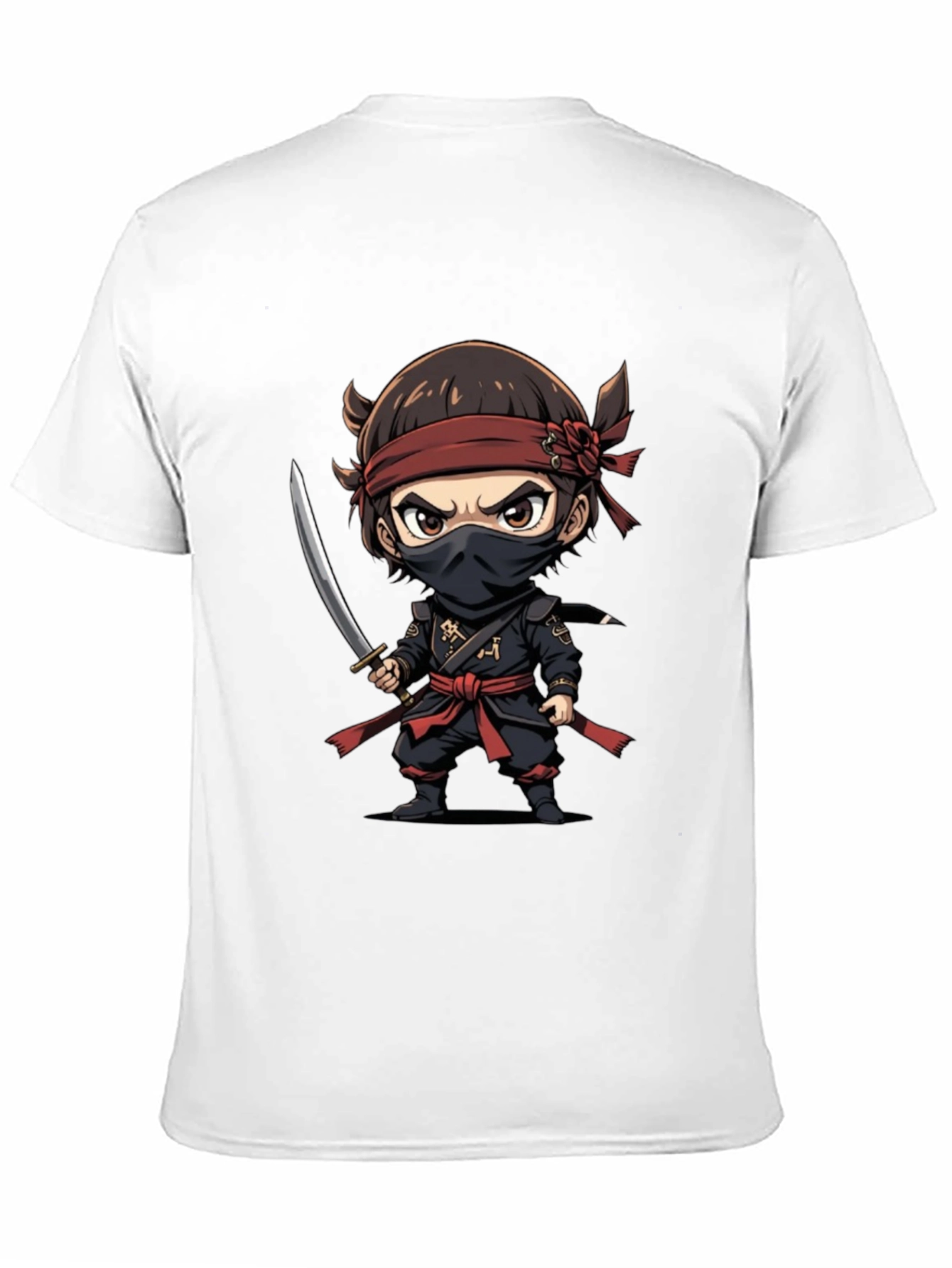 Ninja Cartoon Graphic T-Shirt - Black