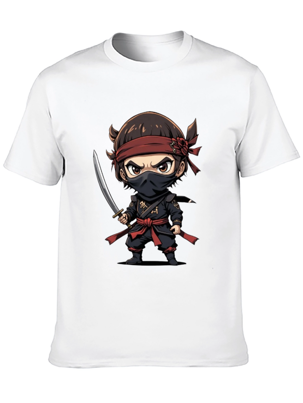 Ninja Cartoon Graphic T-Shirt - Black