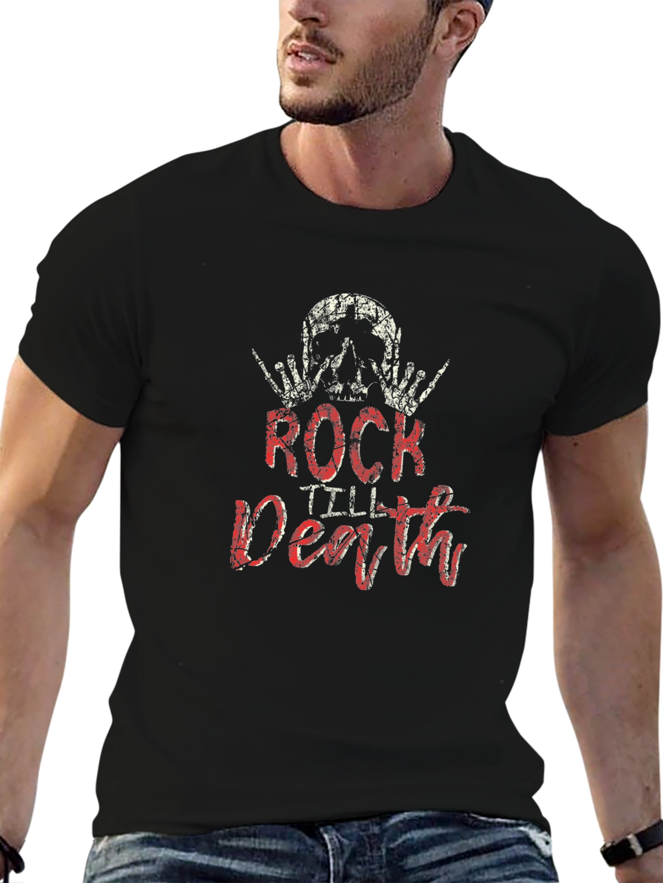 Rock Till Death Graphic Print Mens T-Shirt