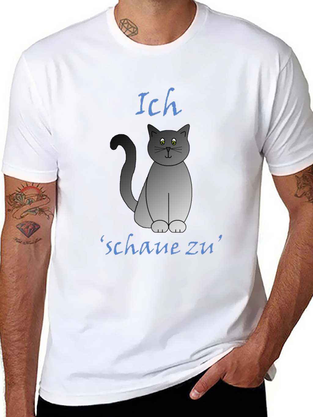 Ich Schaue Zu Cat T-Shirt - Funny Graphic Tee