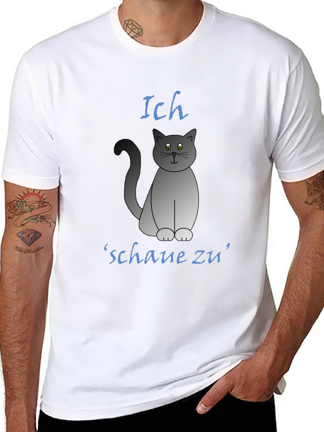 Ich Schaue Zu Cat T-Shirt - Funny Graphic Tee