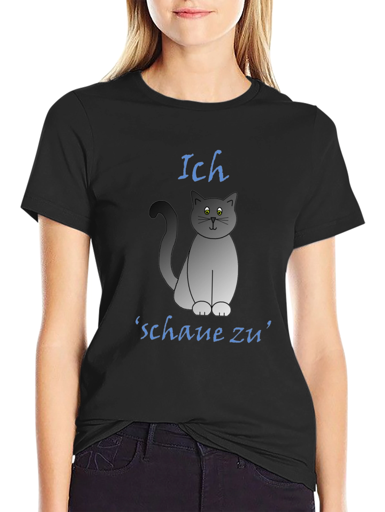 Ich Schaue Zu Cat T-Shirt - Funny Graphic Tee