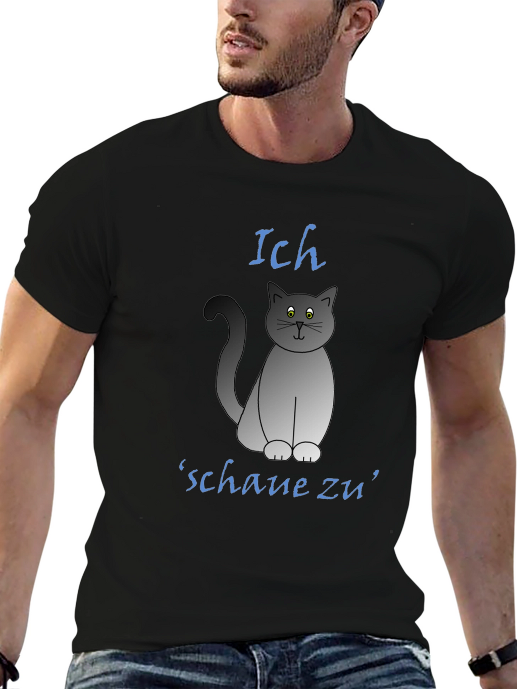 Ich Schaue Zu Cat T-Shirt - Funny Graphic Tee