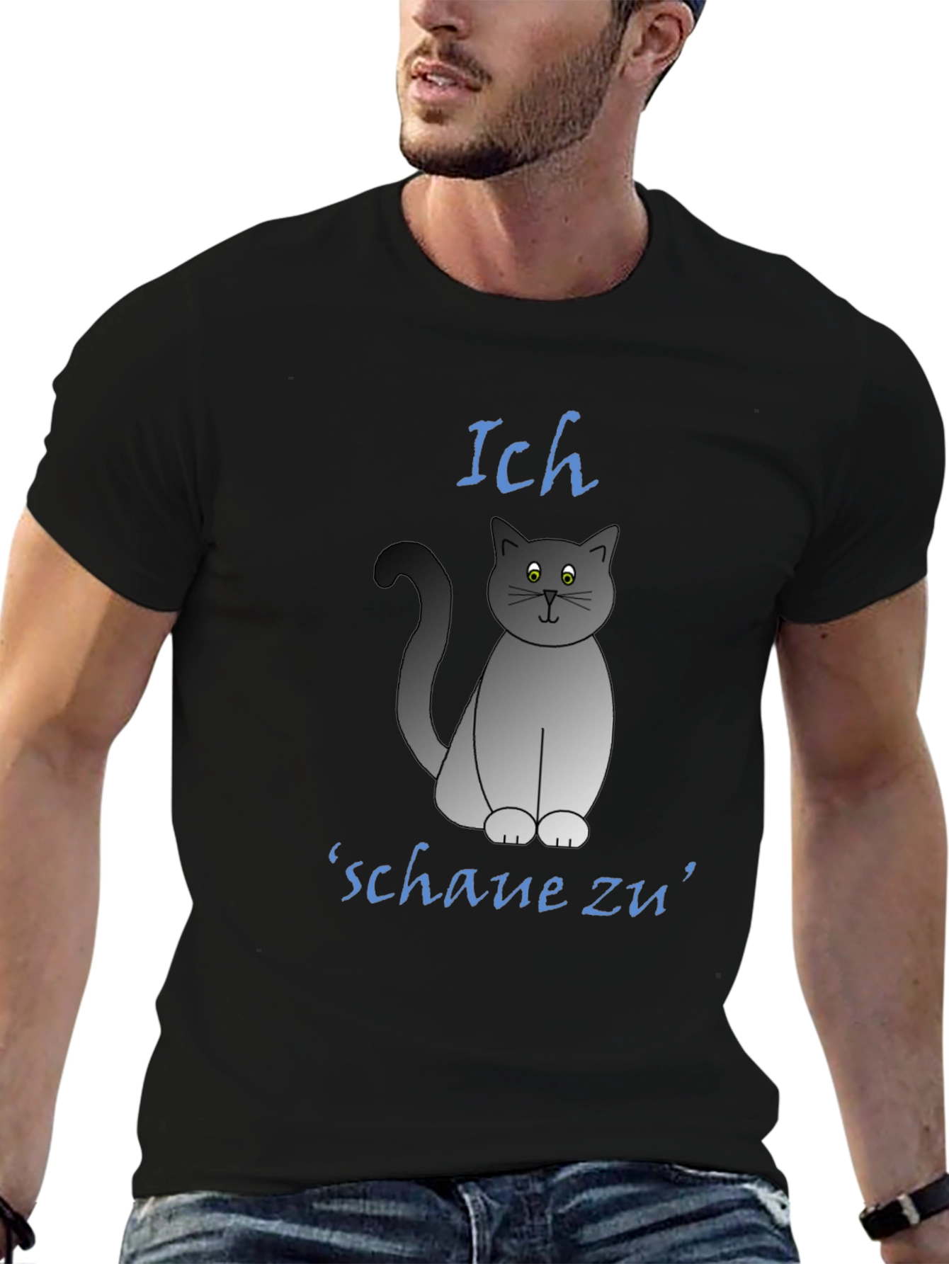Ich Schaue Zu Cat T-Shirt - Funny Graphic Tee