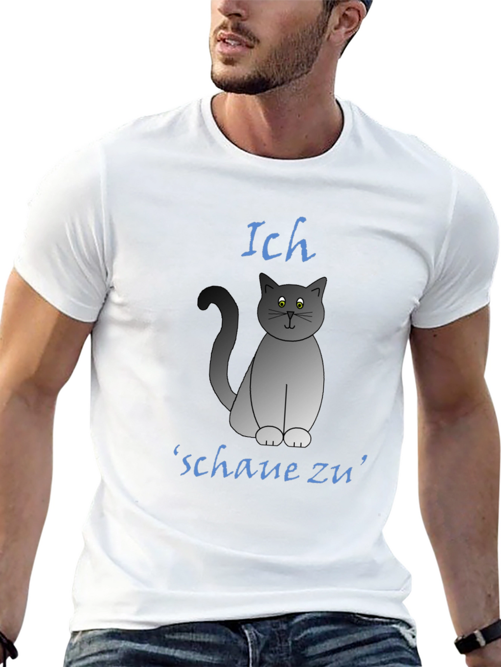 Ich Schaue Zu Cat T-Shirt - Funny Graphic Tee