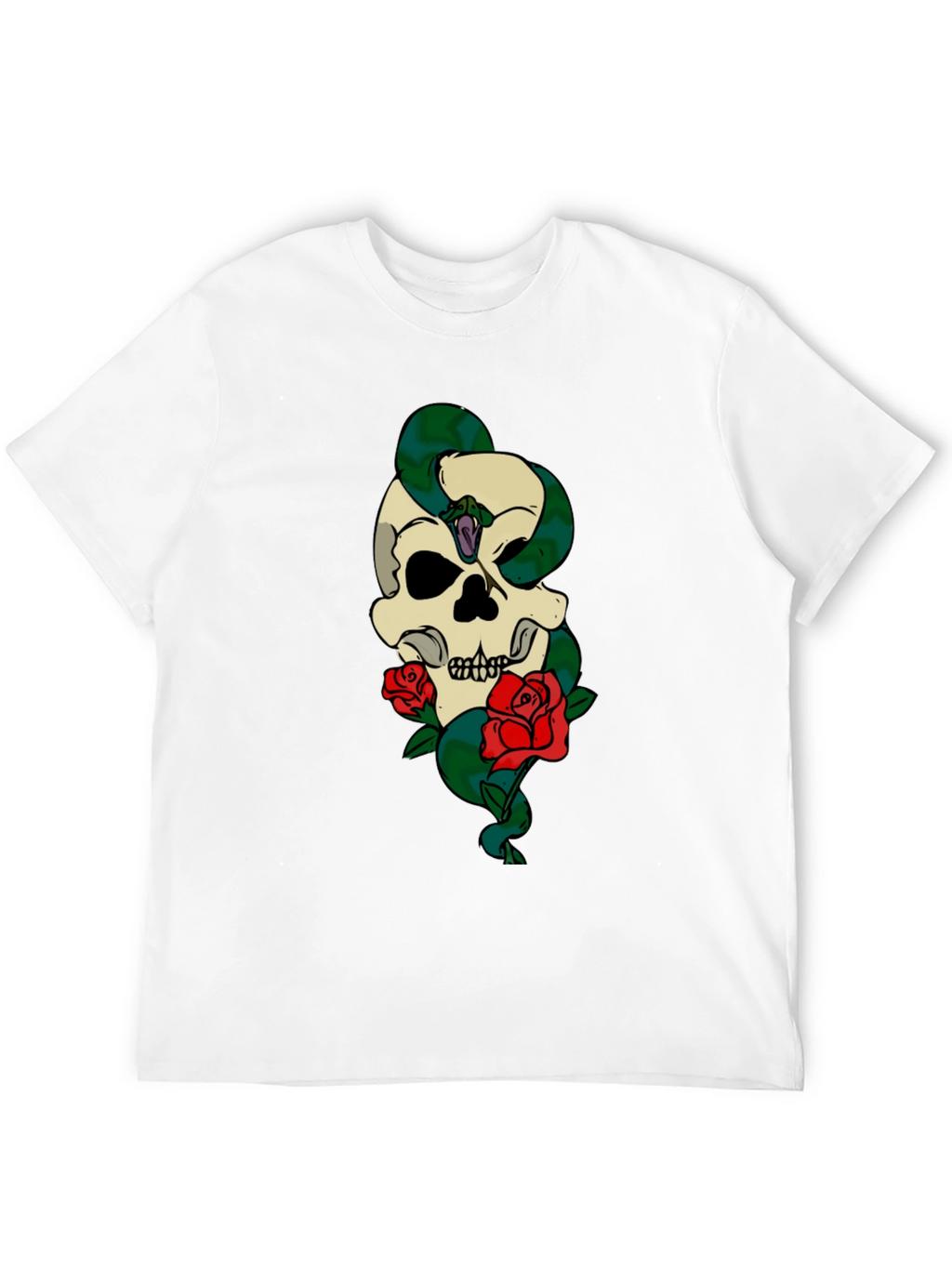 Skull Snake Roses Graphic T-Shirt