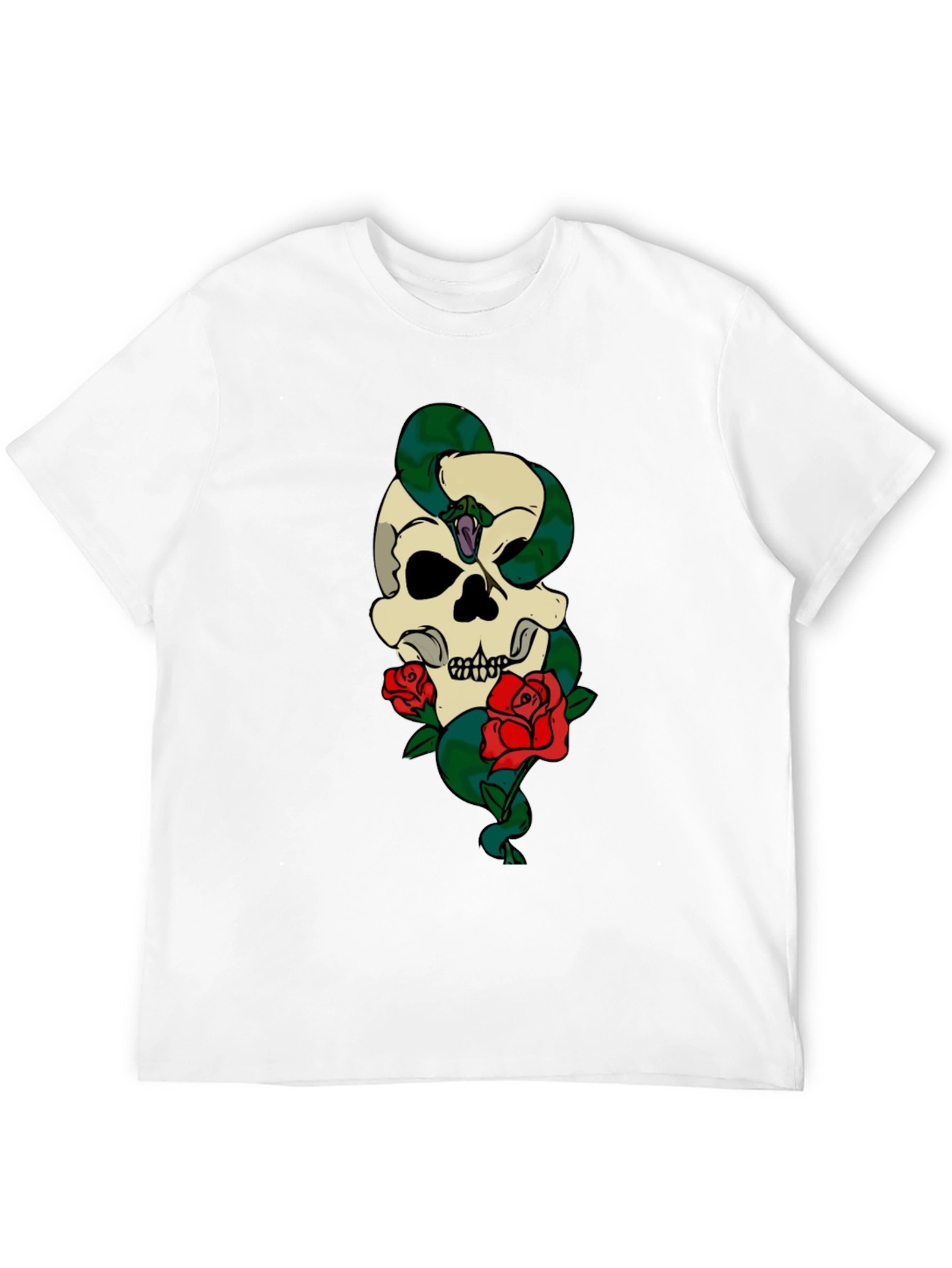 Skull Snake Roses Graphic T-Shirt