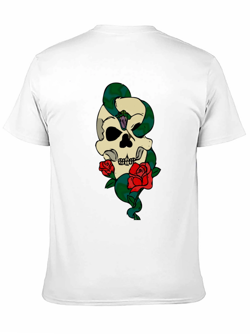 Skull Snake Roses Graphic T-Shirt
