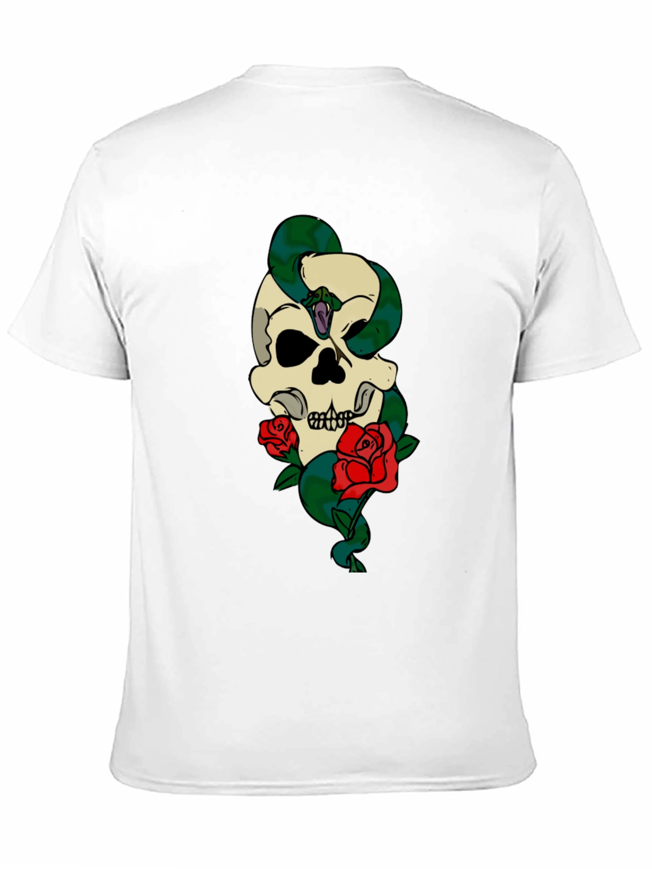 Skull Snake Roses Graphic T-Shirt