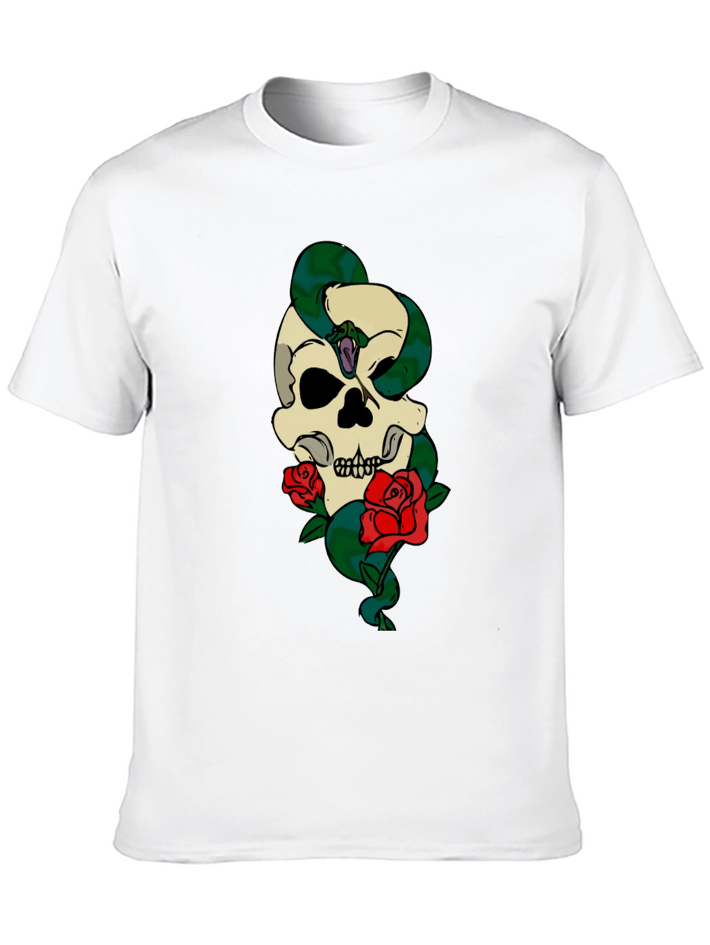 Skull Snake Roses Graphic T-Shirt