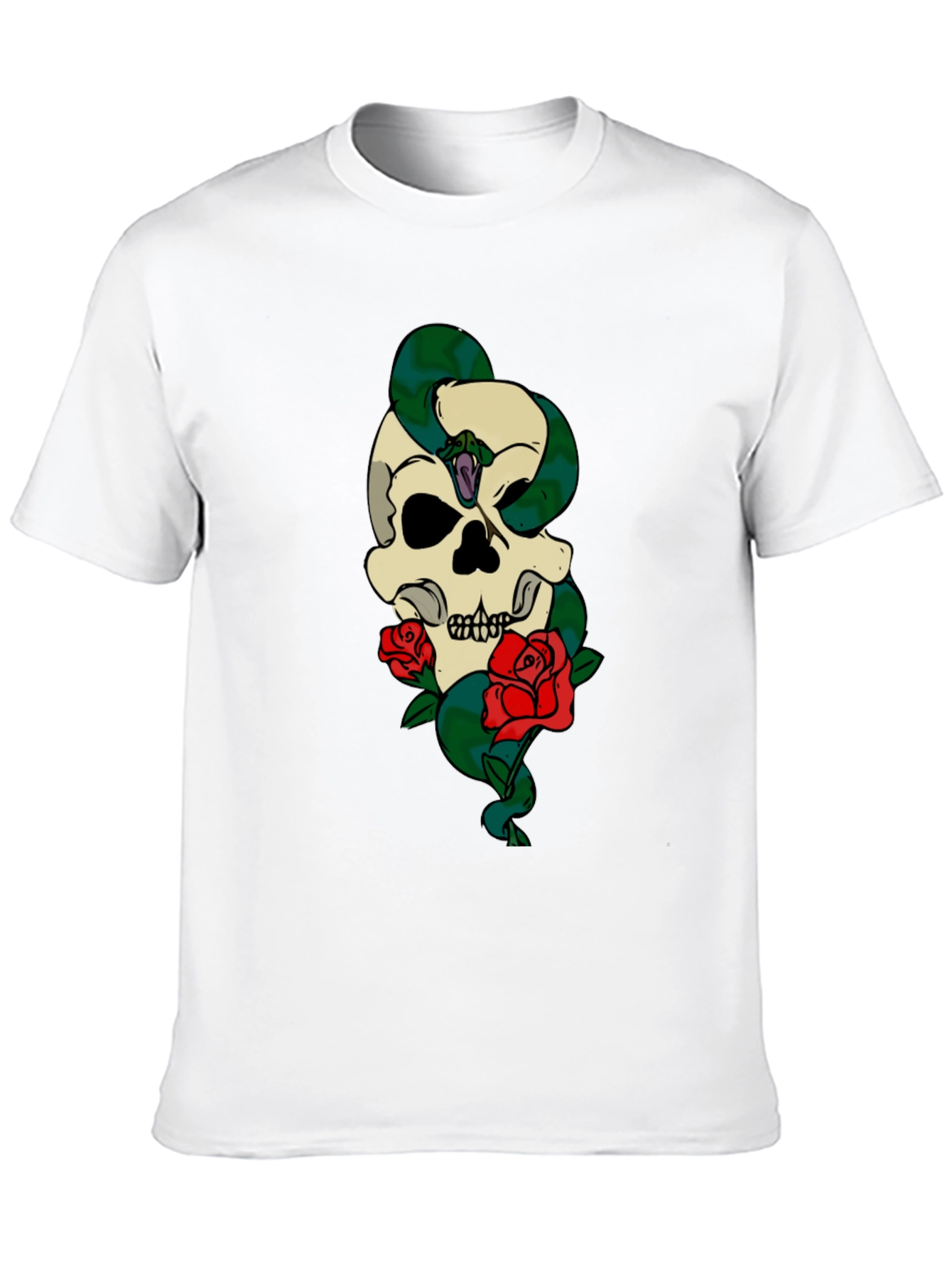 Skull Snake Roses Graphic T-Shirt
