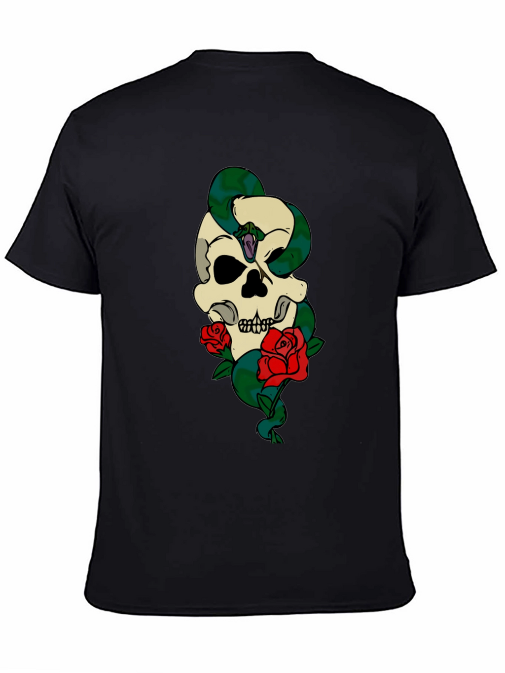 Skull Snake Roses Graphic T-Shirt