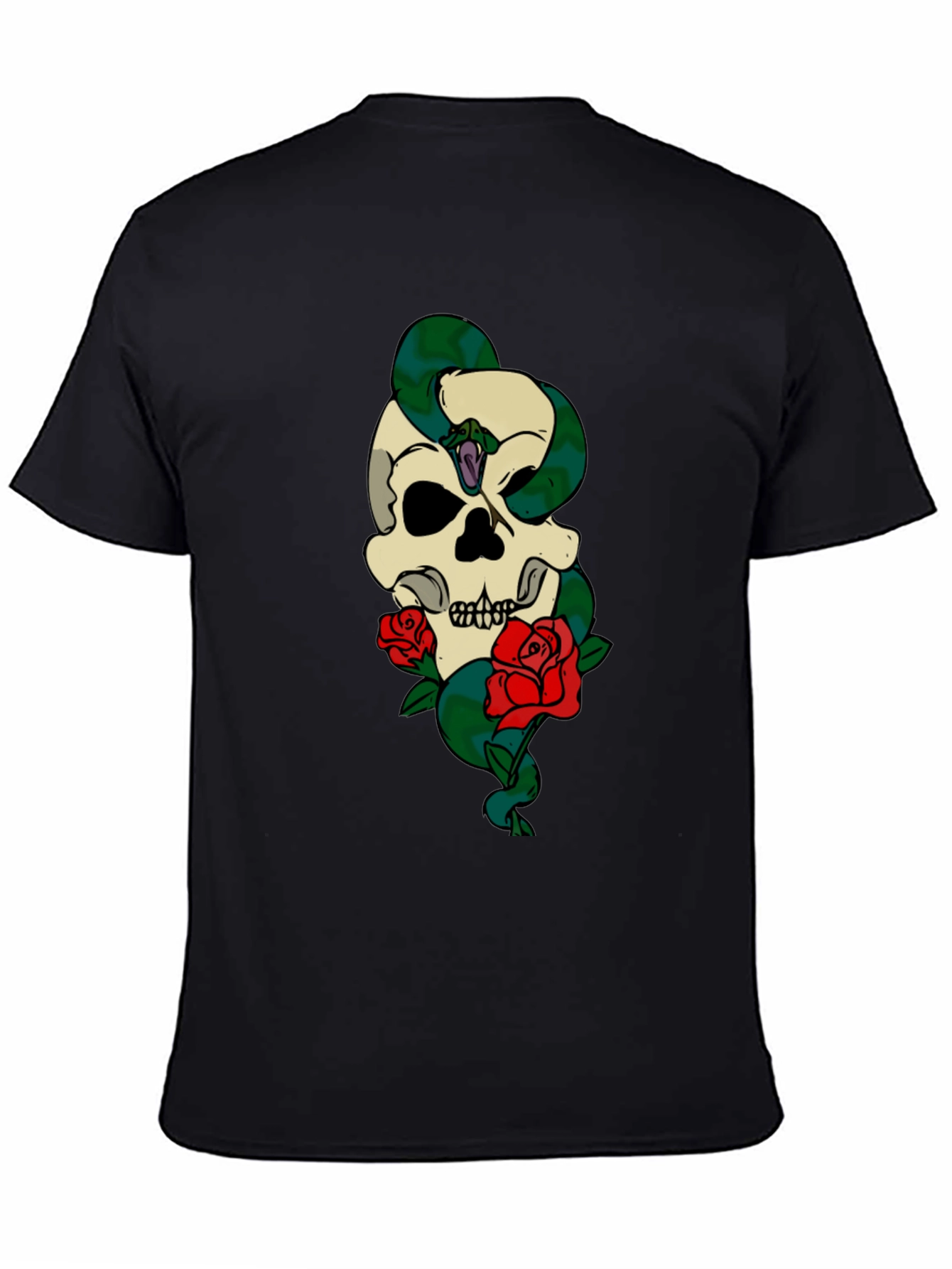 Skull Snake Roses Graphic T-Shirt