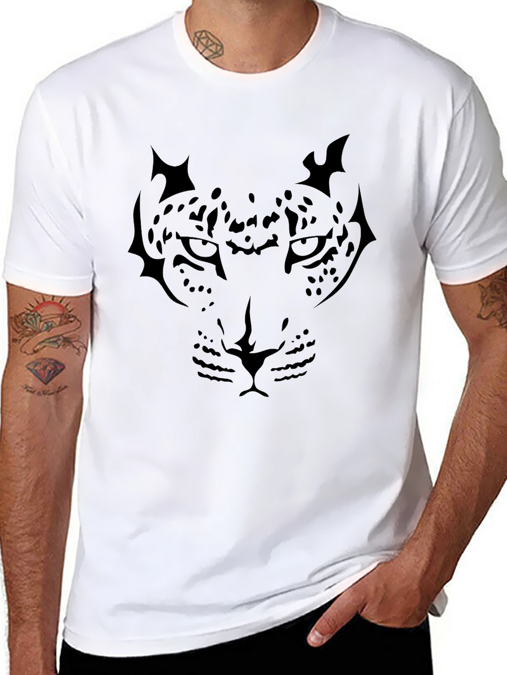 Mens Black Leopard Graphic Tee