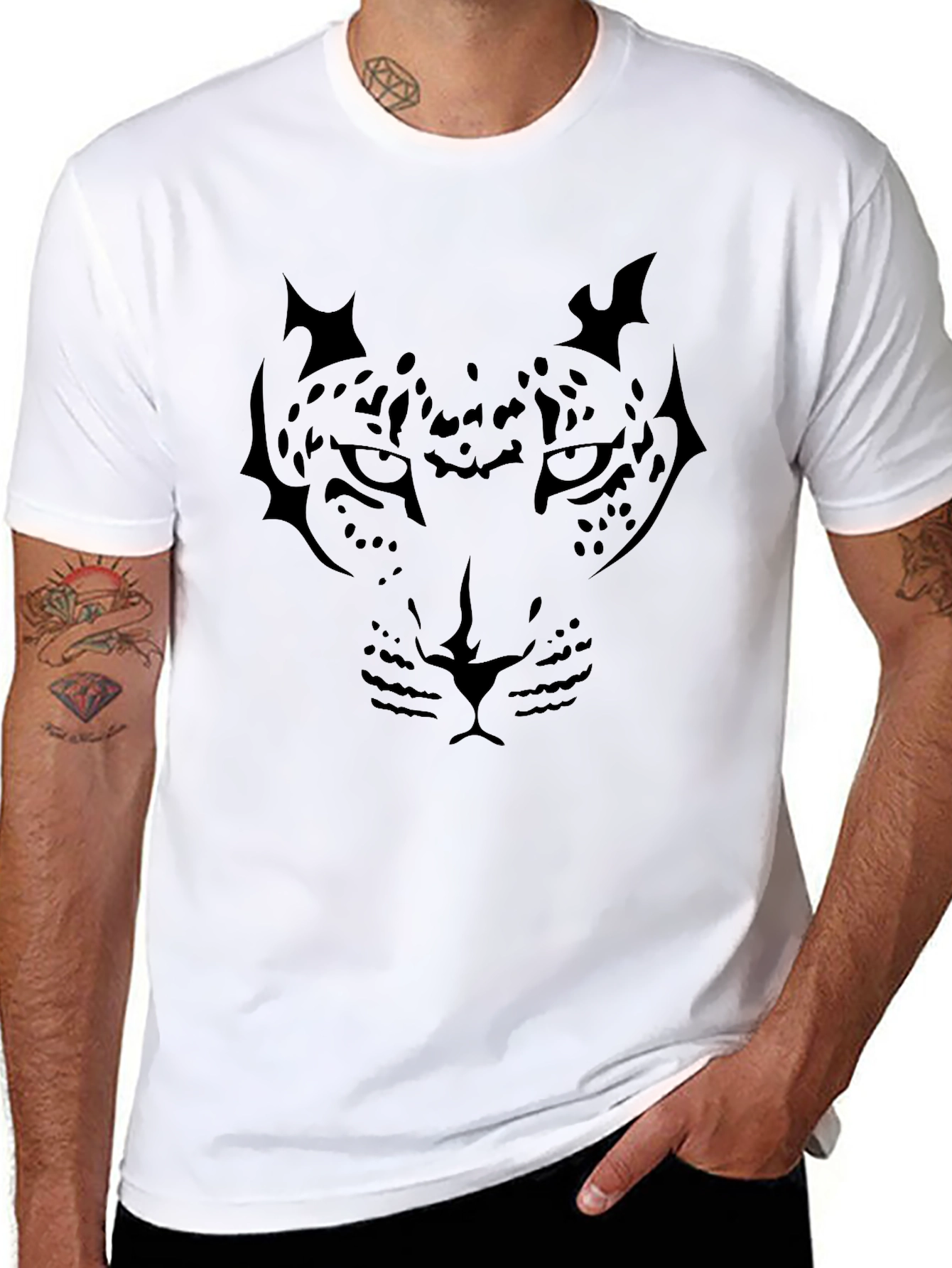 Mens Black Leopard Graphic Tee