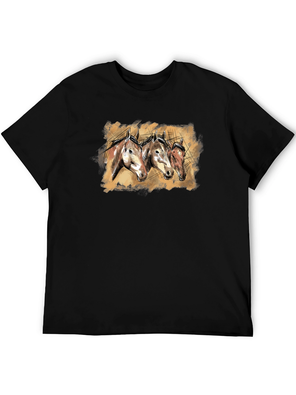 Horse Trio Graphic Tee - Black Unisex T-Shirt