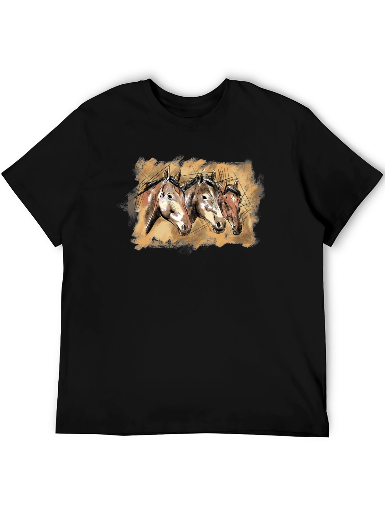 Horse Trio Graphic Tee - Black Unisex T-Shirt