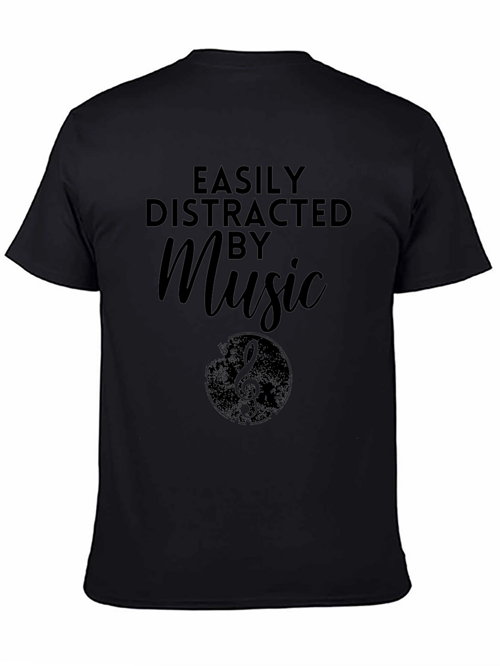 Easily Distracted By Music Graphic Tee - Black