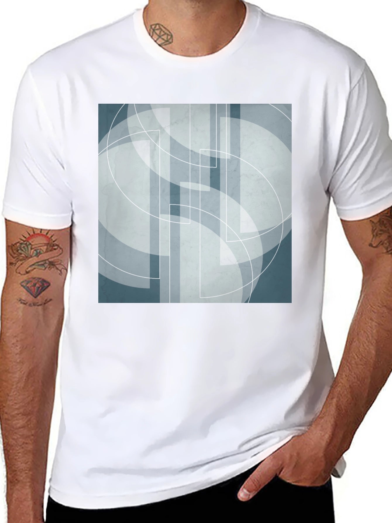 Abstract Geometric Graphic Print Tee