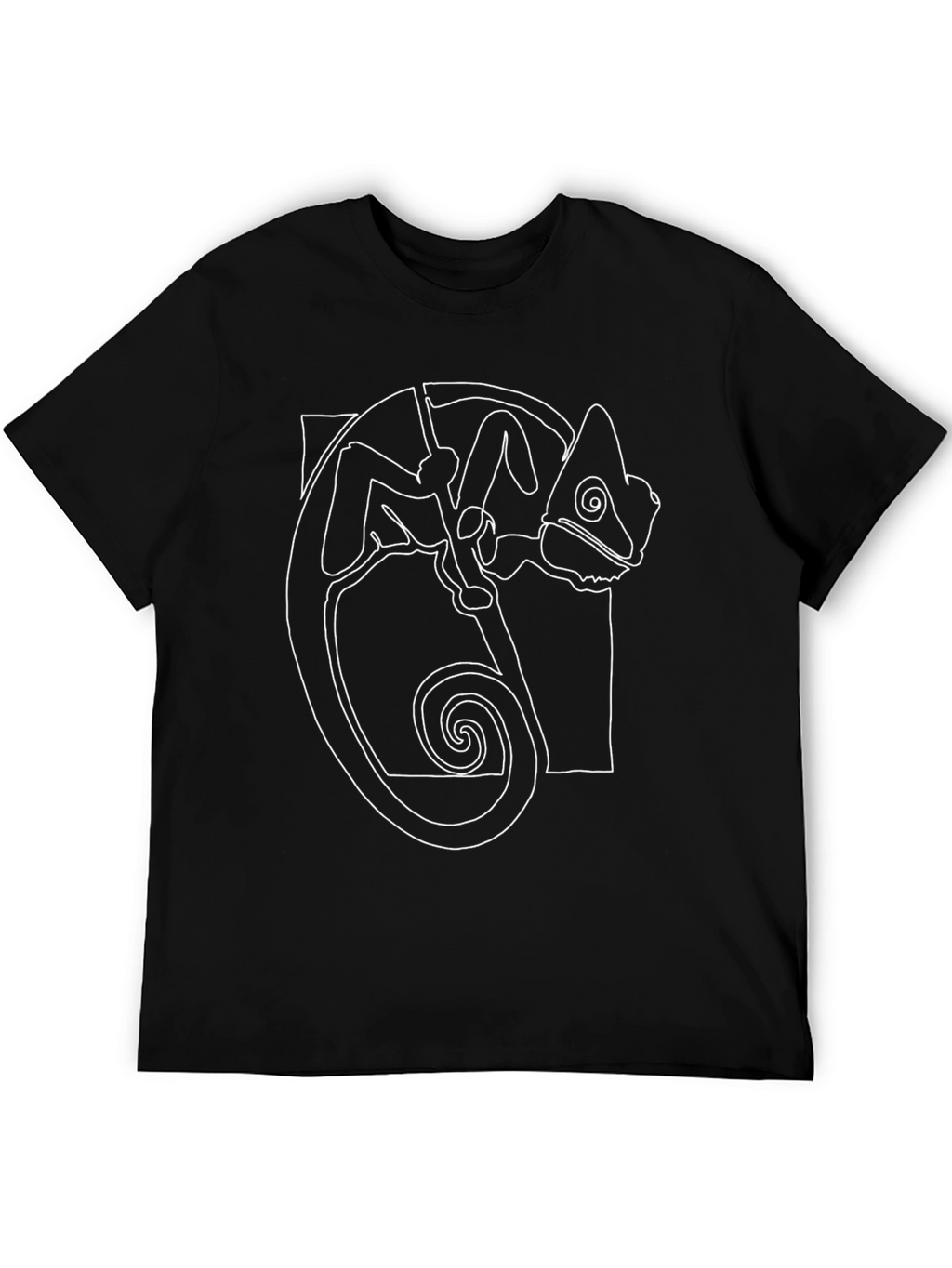 Minimalist Chameleon Graphic Tee - Black
