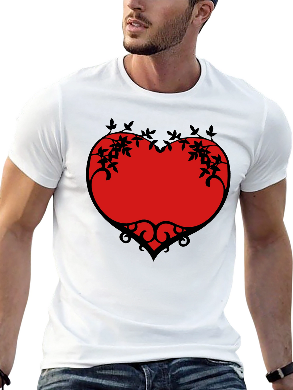 Heart Vine Graphic Black T-Shirt