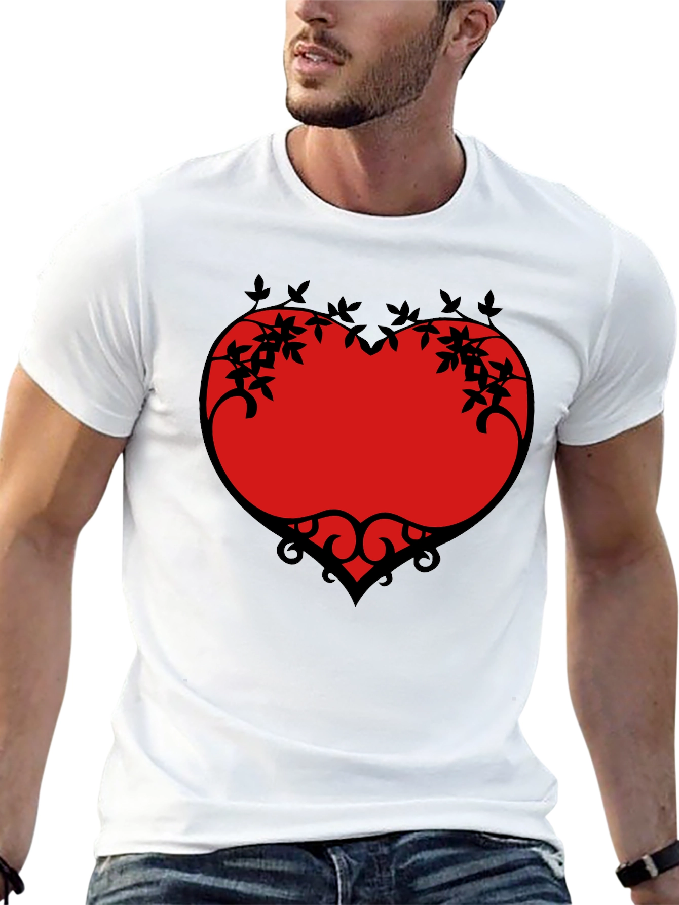 Heart Vine Graphic Black T-Shirt
