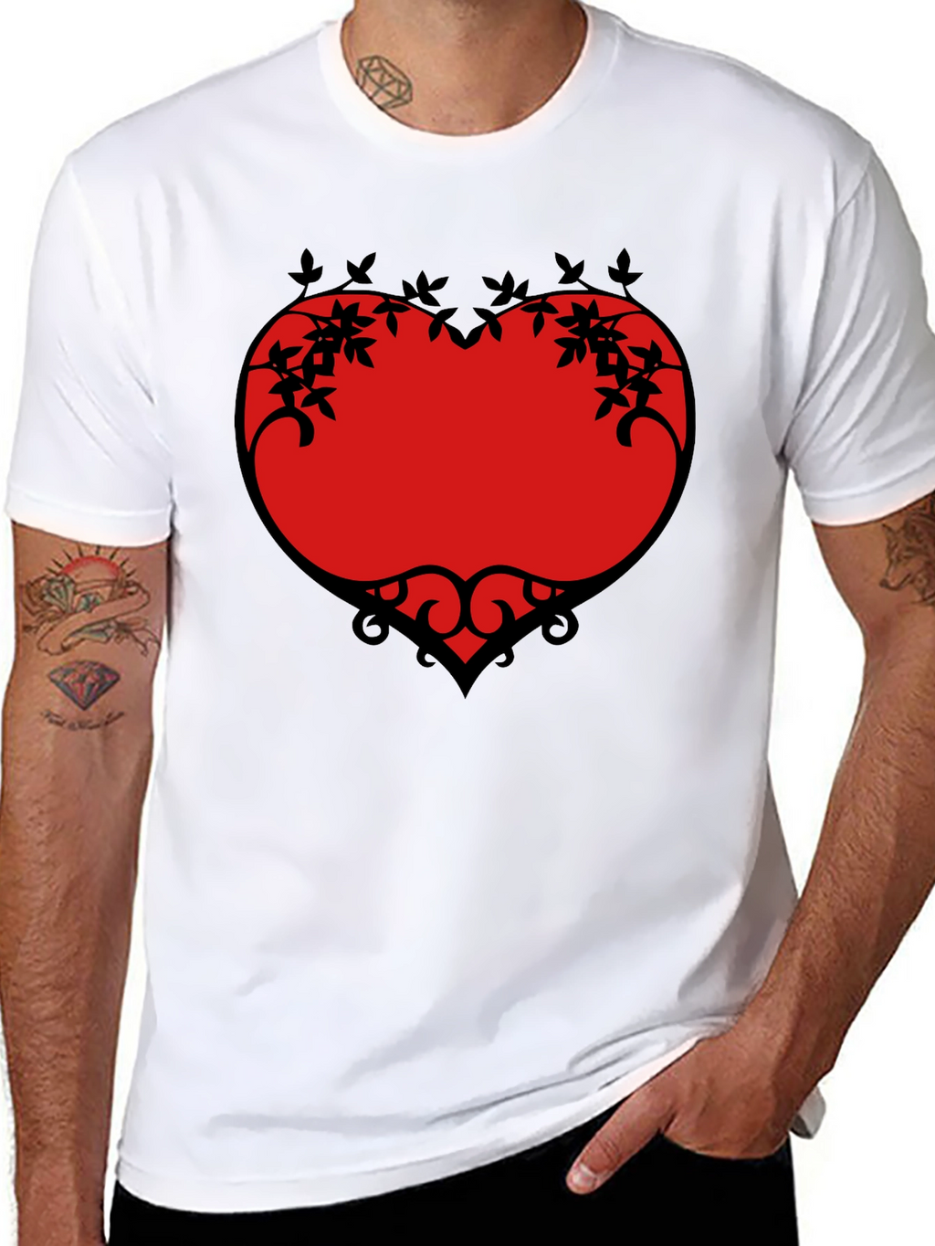 Heart Vine Graphic Black T-Shirt