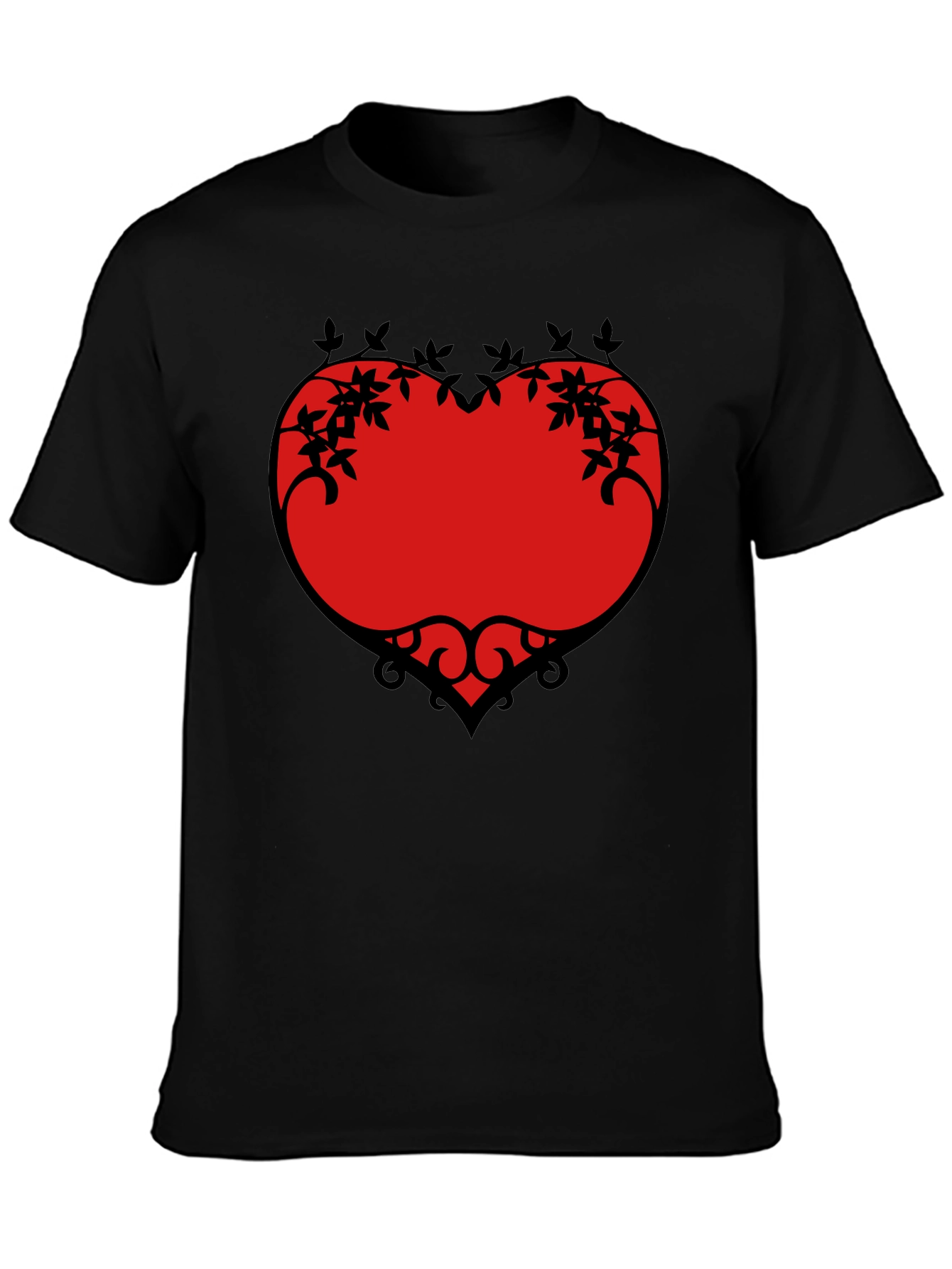 Heart Vine Graphic Black T-Shirt