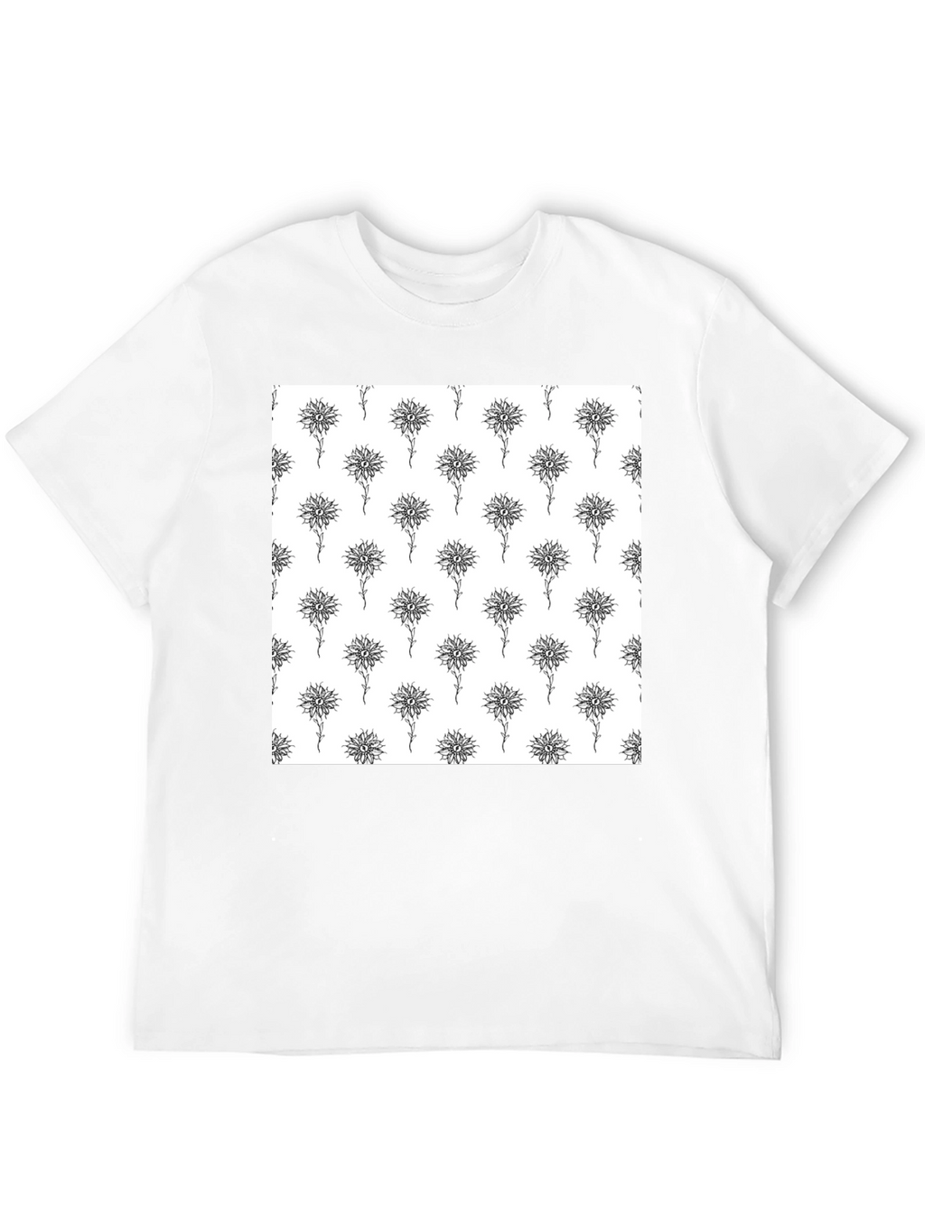 Unique Floral Pattern Black T-Shirt