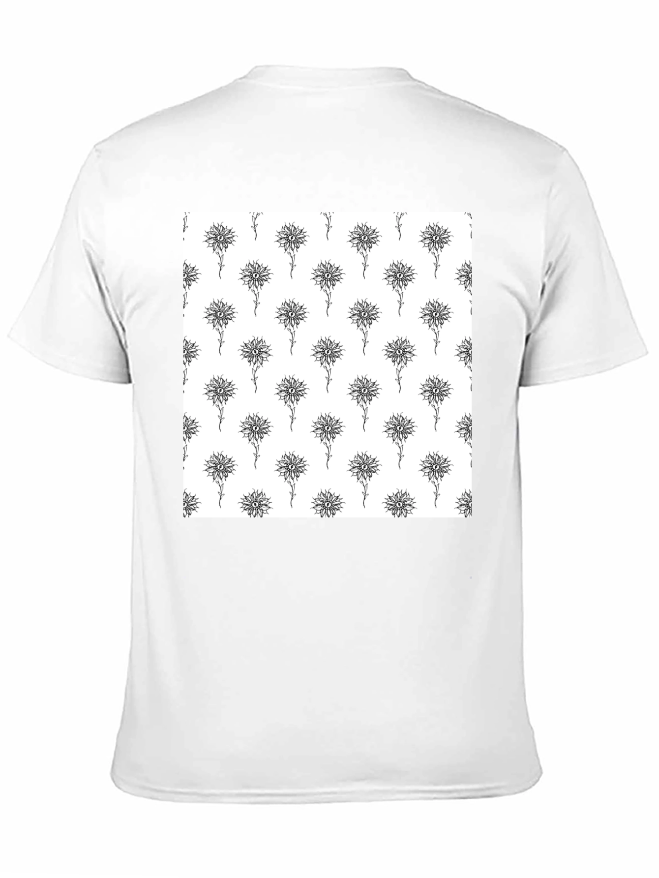 Unique Floral Pattern Black T-Shirt