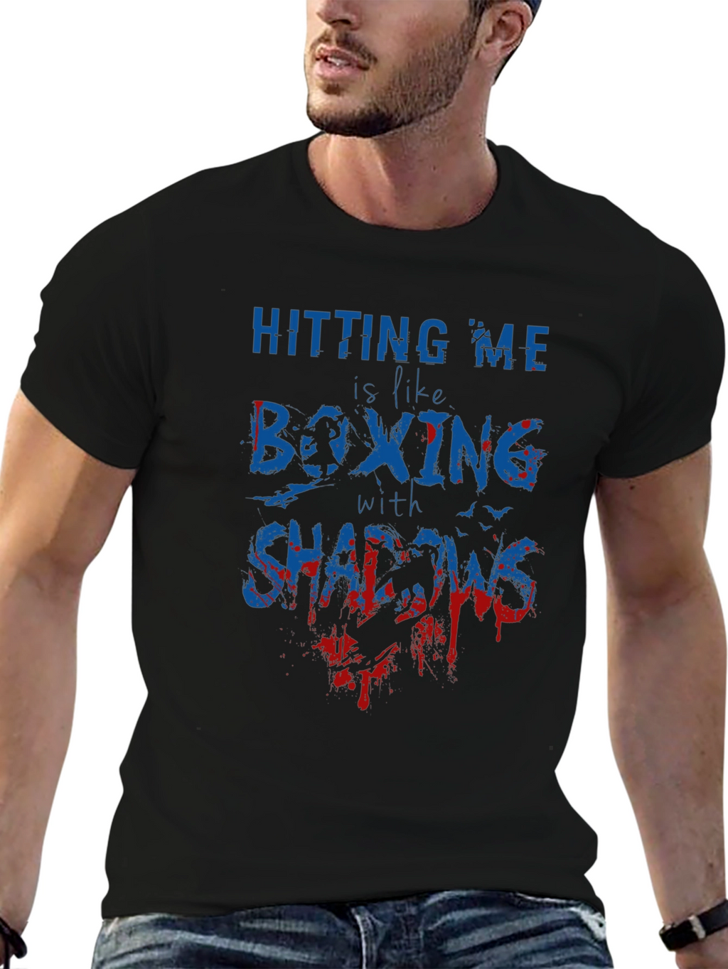 Boxing with Shadows Graphic Tee - Black Cotton
