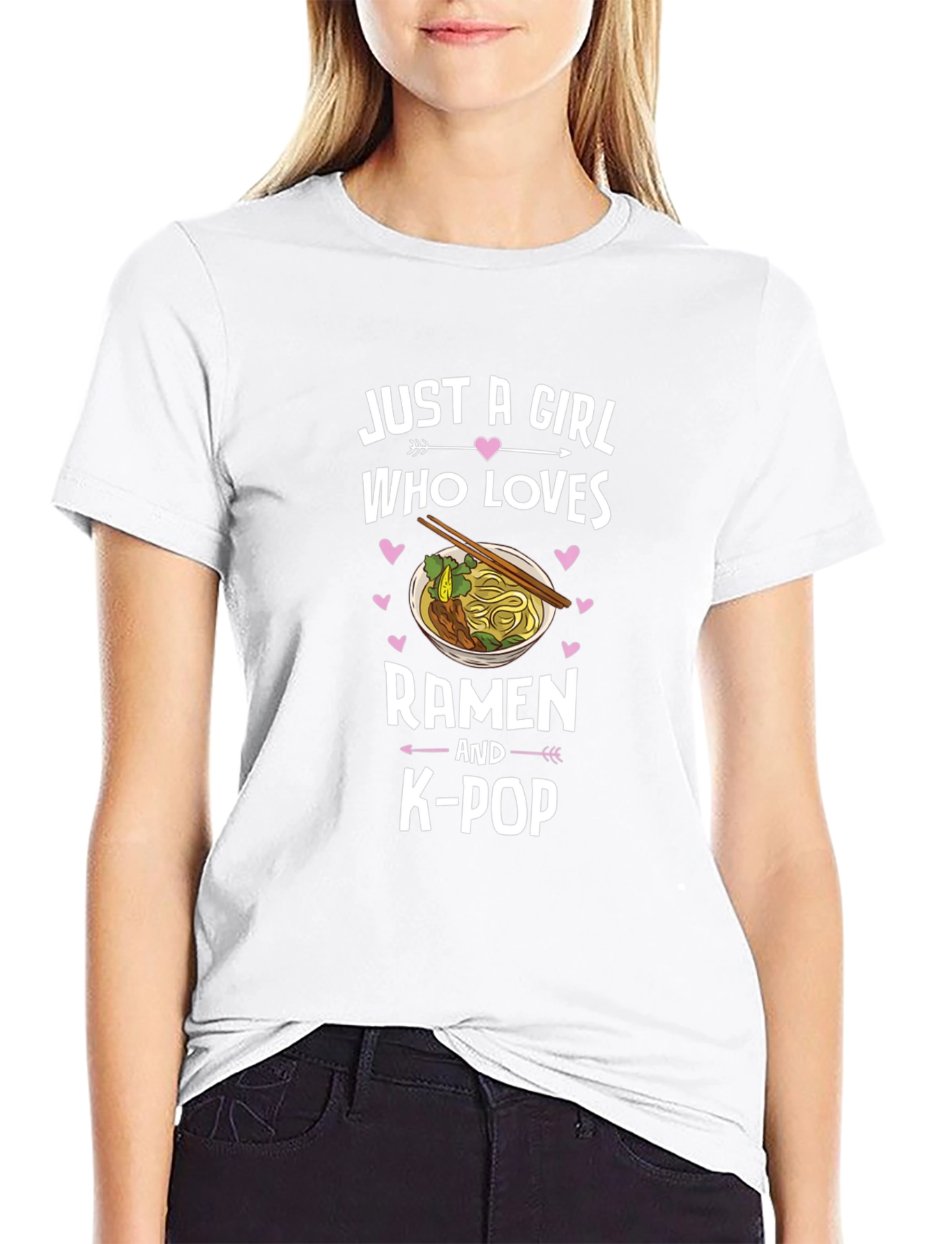 Ramen & K-Pop Girls Black T-Shirt