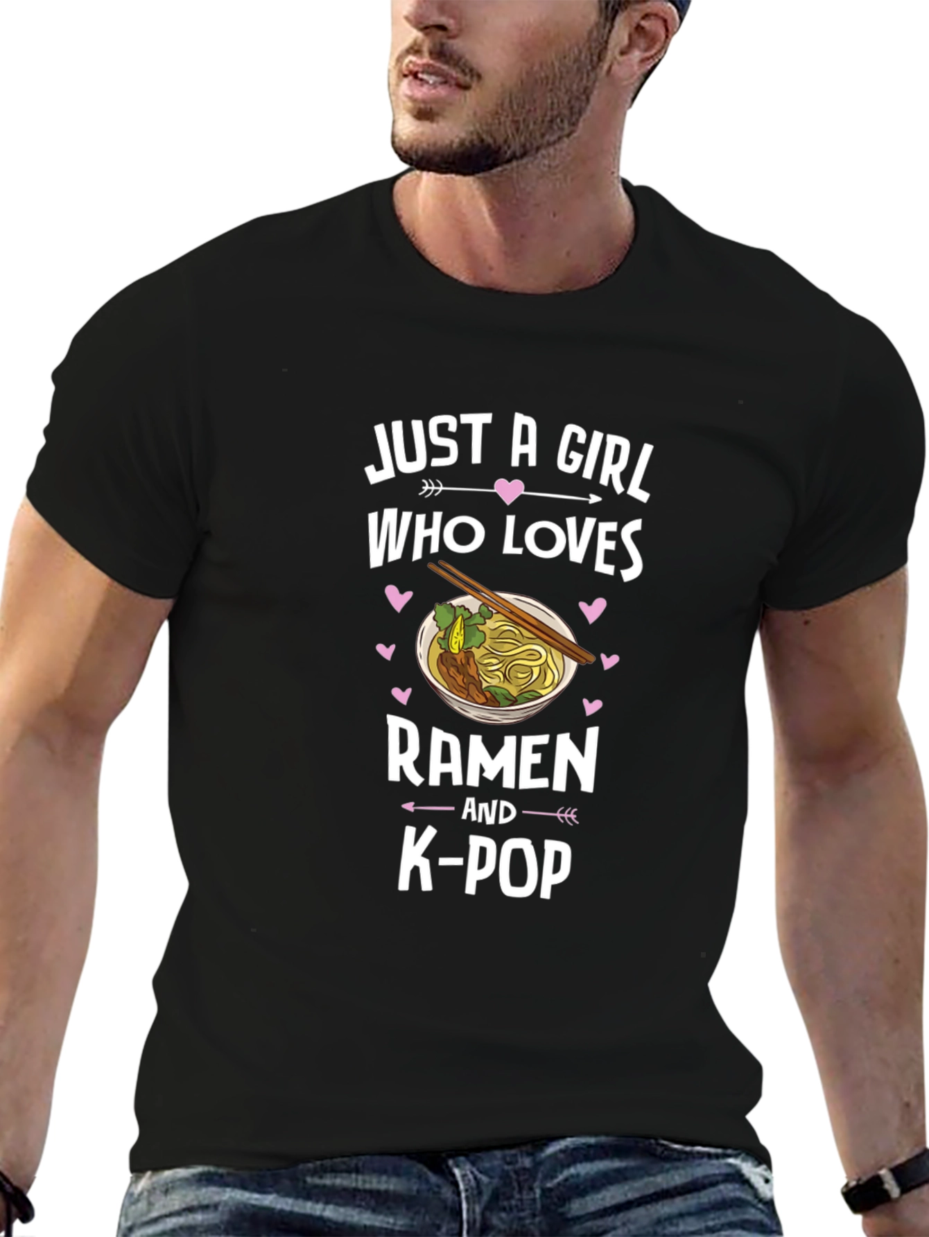 Ramen & K-Pop Girls Black T-Shirt