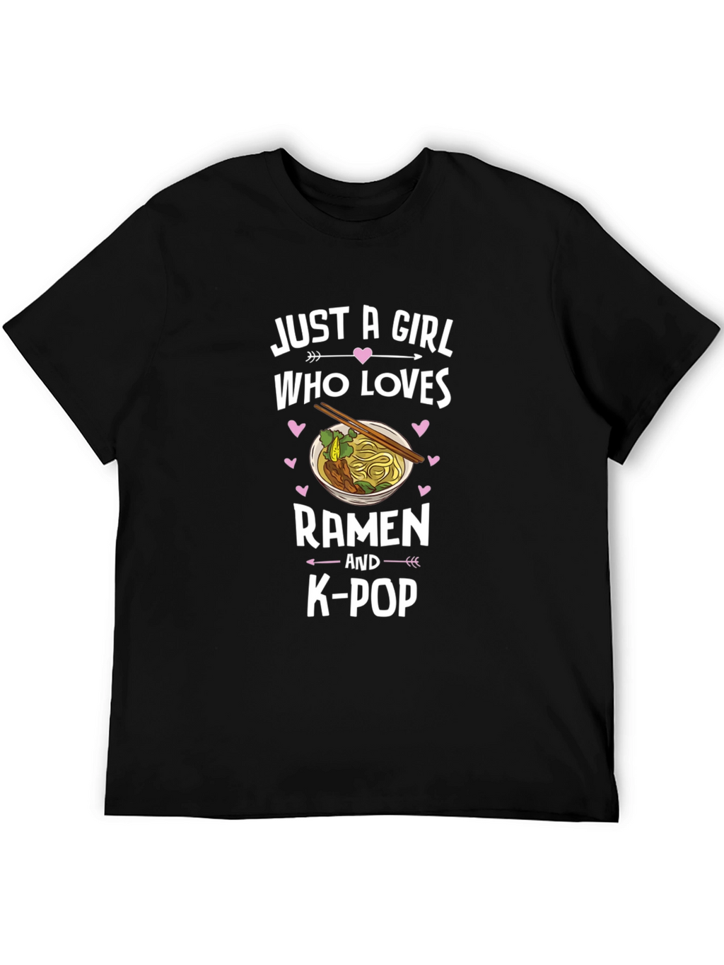 Ramen & K-Pop Girls Black T-Shirt