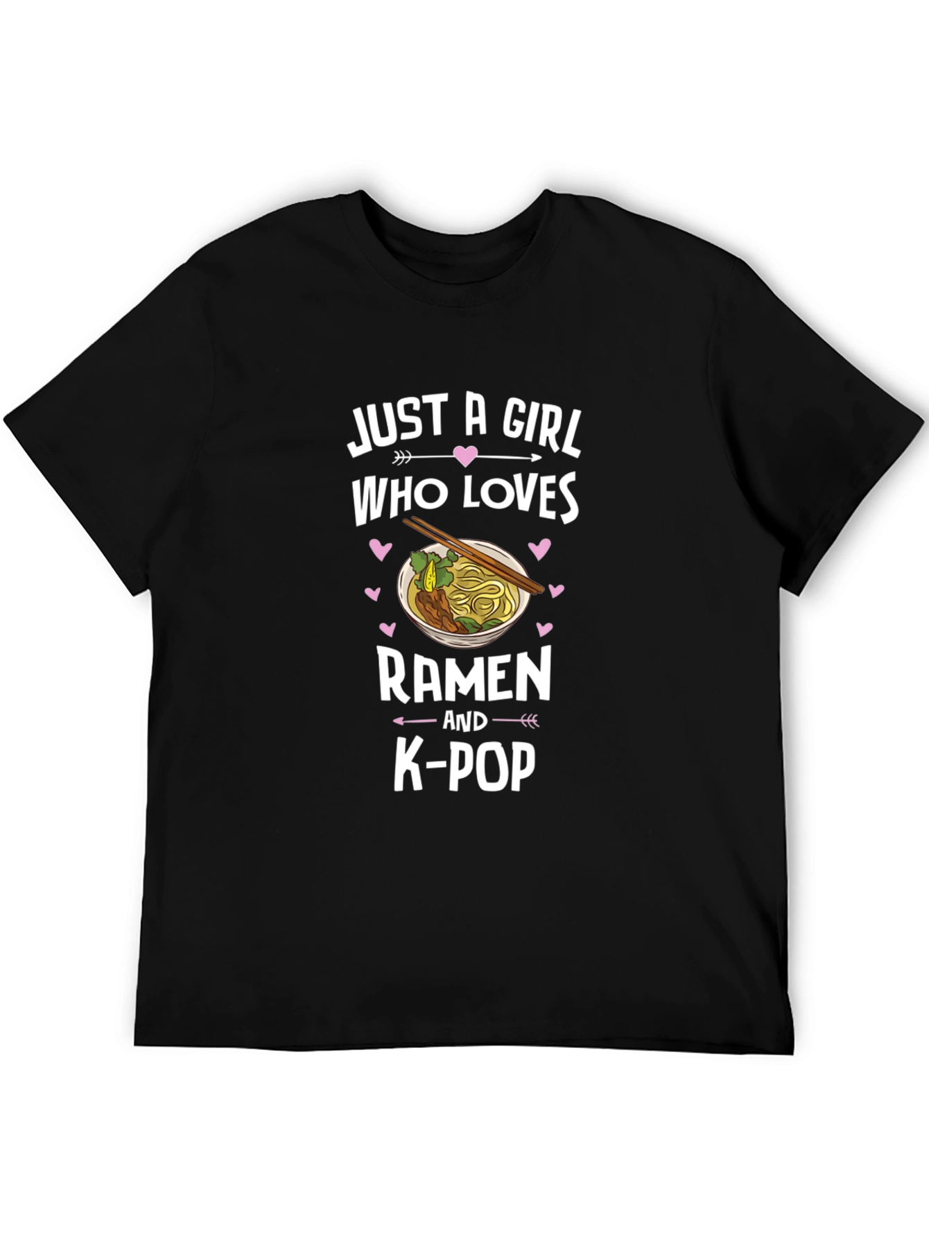 Ramen & K-Pop Girls Black T-Shirt